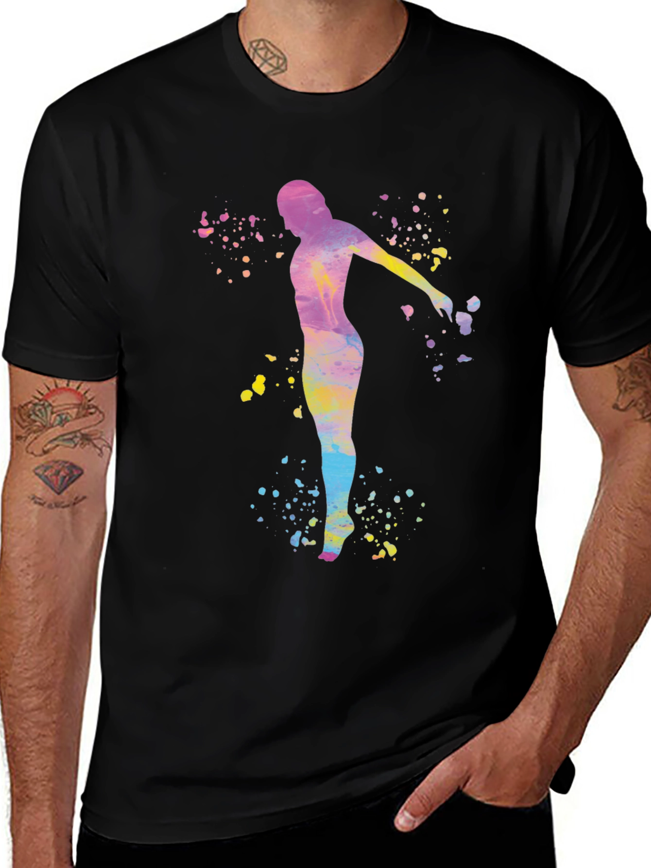 Watercolor Silhouette Tee - Artistic Mens Shirt