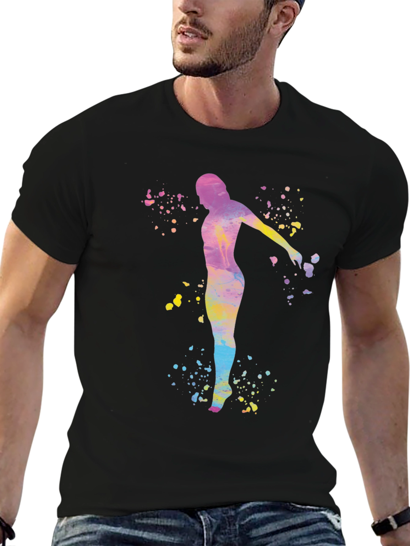 Watercolor Silhouette Tee - Artistic Mens Shirt