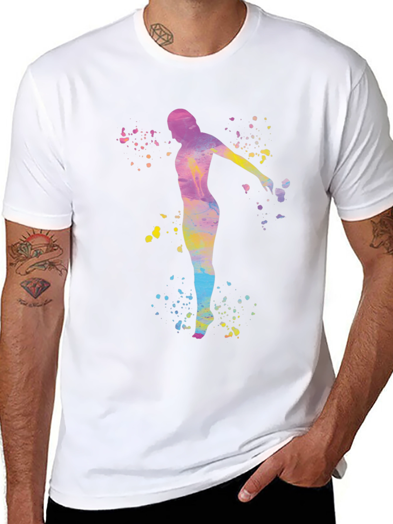 Watercolor Silhouette Tee - Artistic Mens Shirt