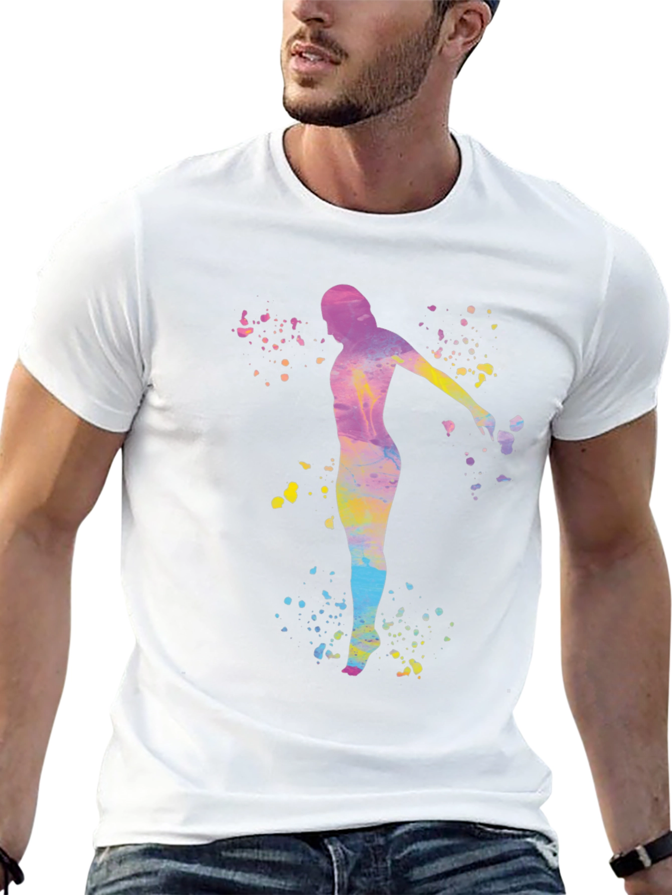 Watercolor Silhouette Tee - Artistic Mens Shirt