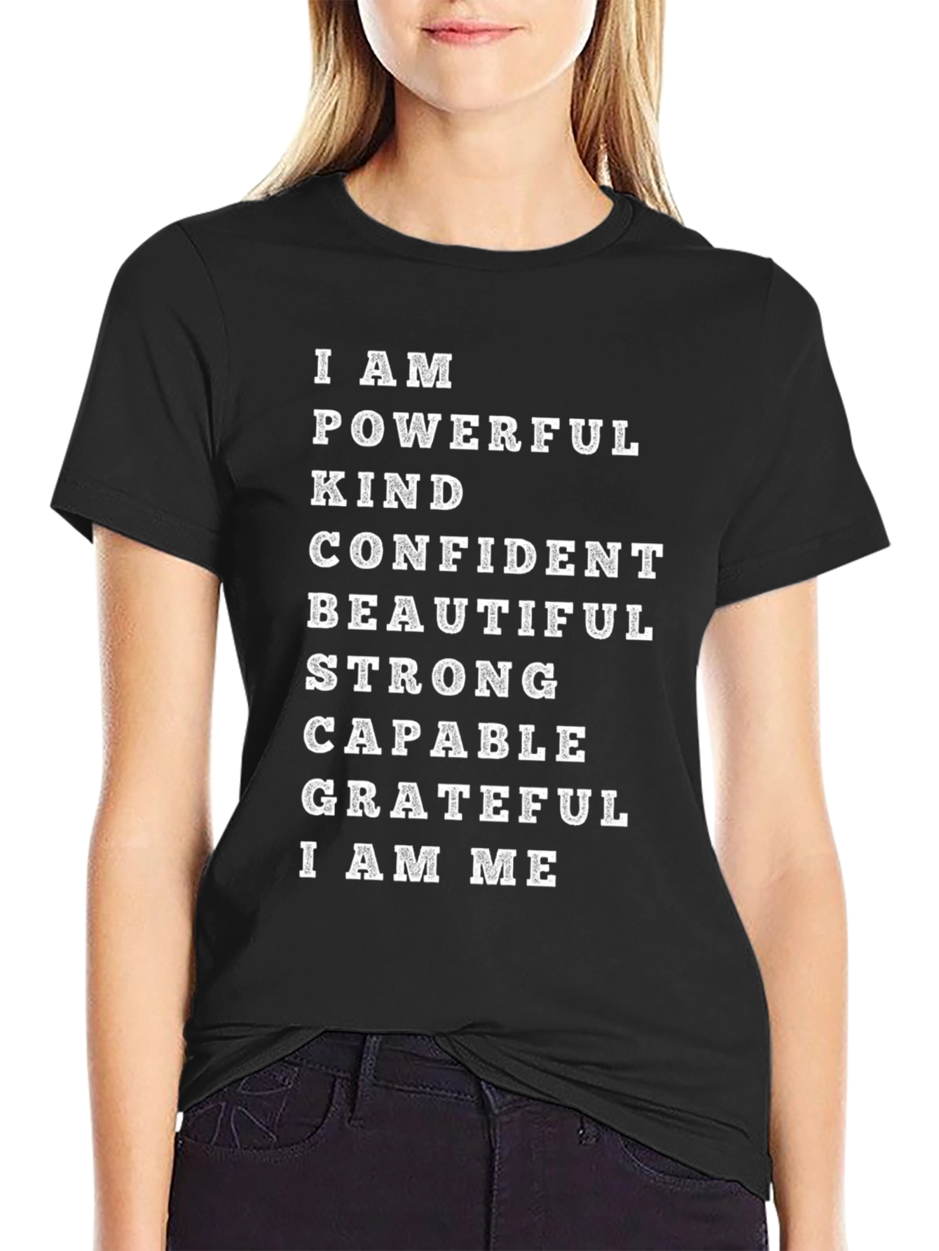 Affirmation Tee: I AM Powerful Kind and Confident - Black T-Shirt