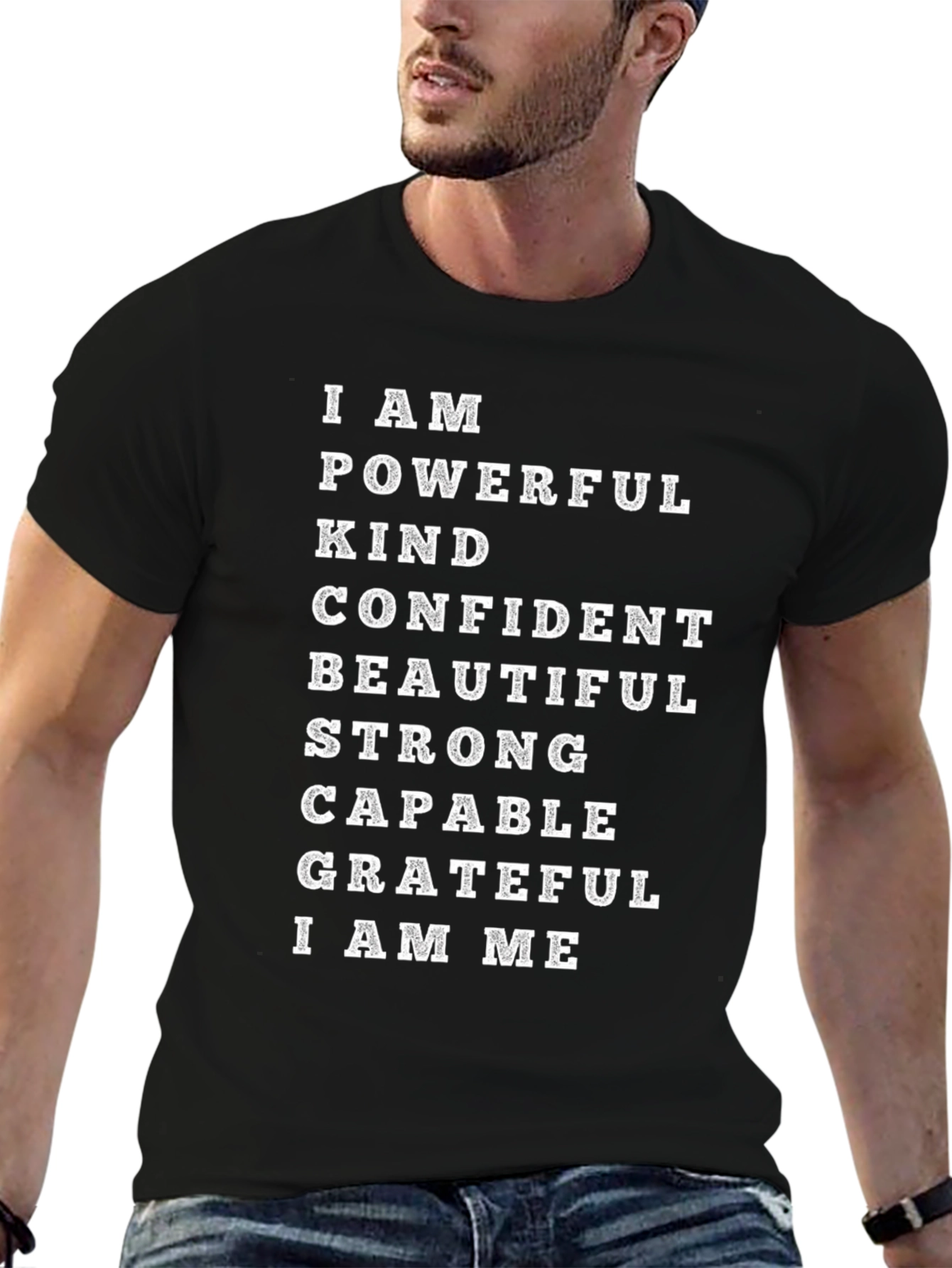 Affirmation Tee: I AM Powerful Kind and Confident - Black T-Shirt