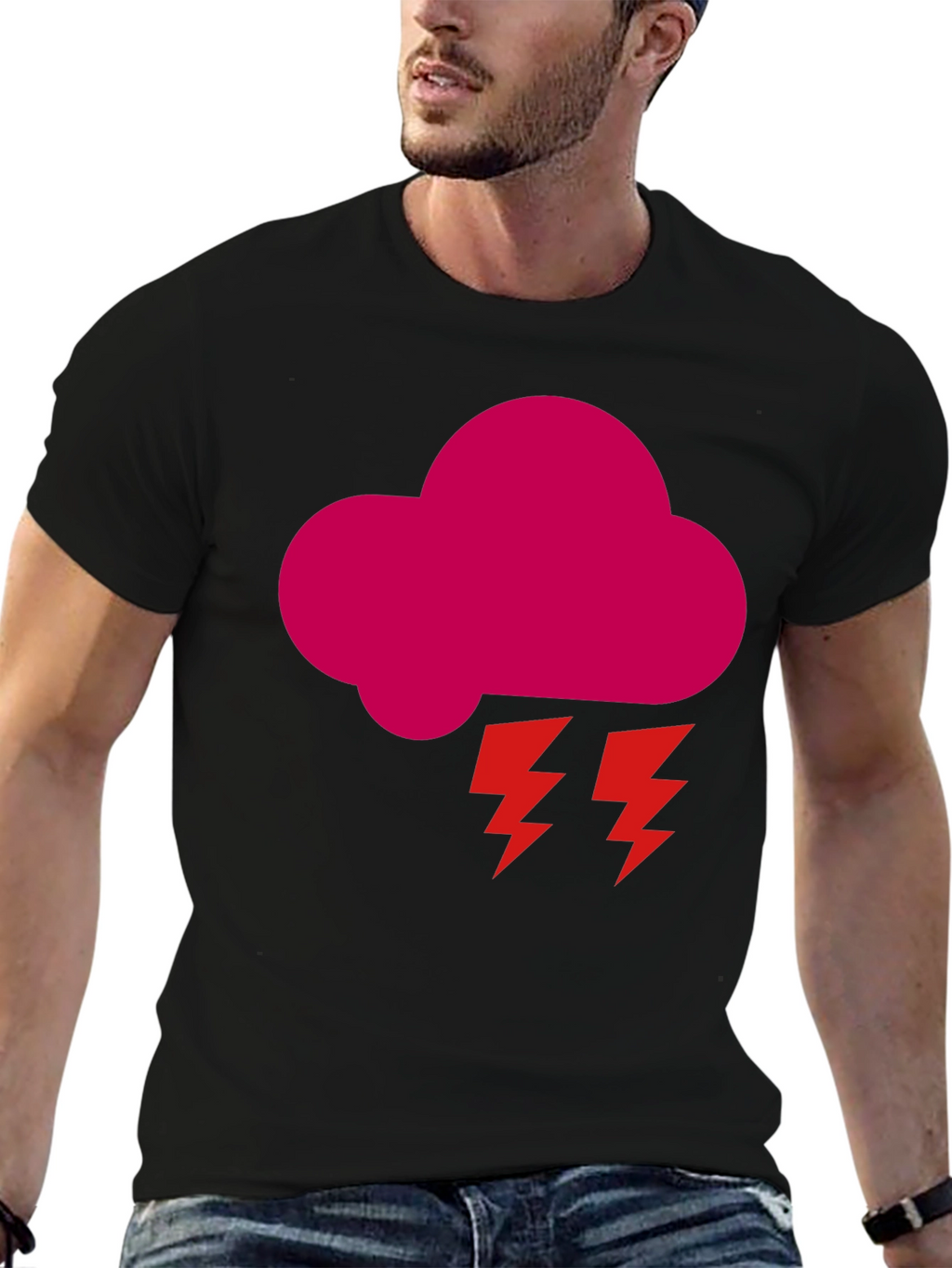 Storm Cloud Graphic Tee - Bold Black T-Shirt