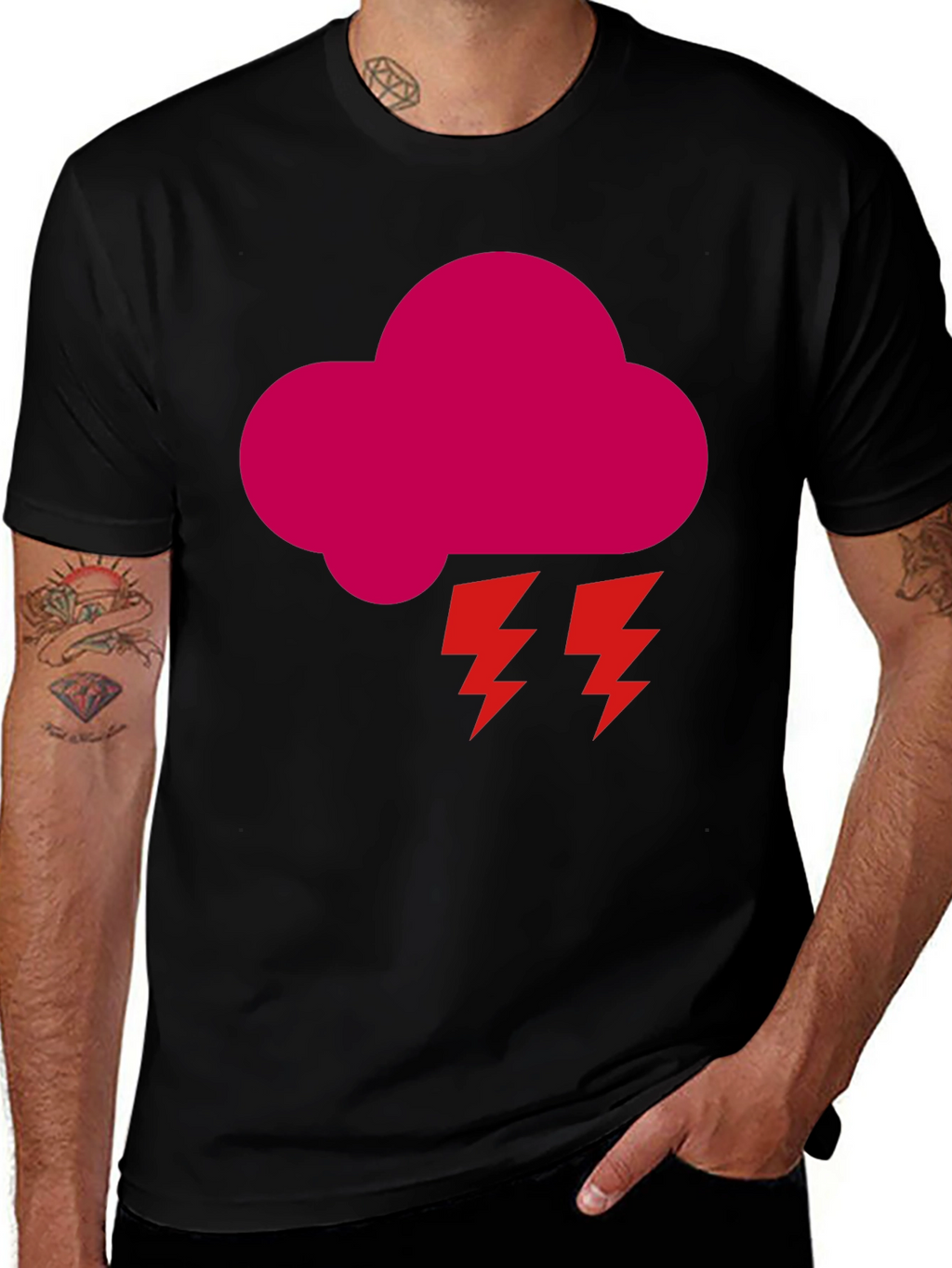 Storm Cloud Graphic Tee - Bold Black T-Shirt