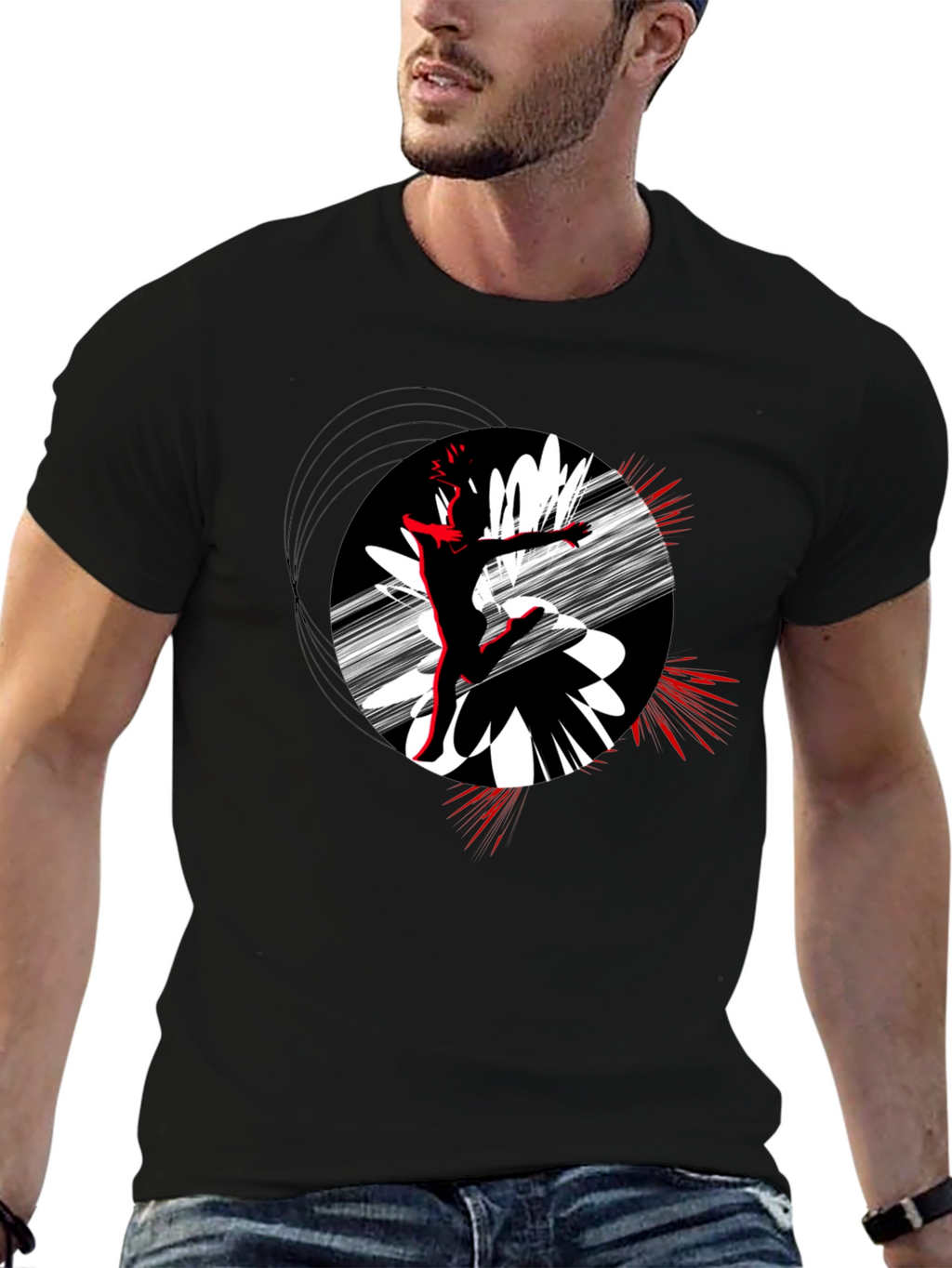 Abstract Dance T-Shirt - Black Cotton Tee