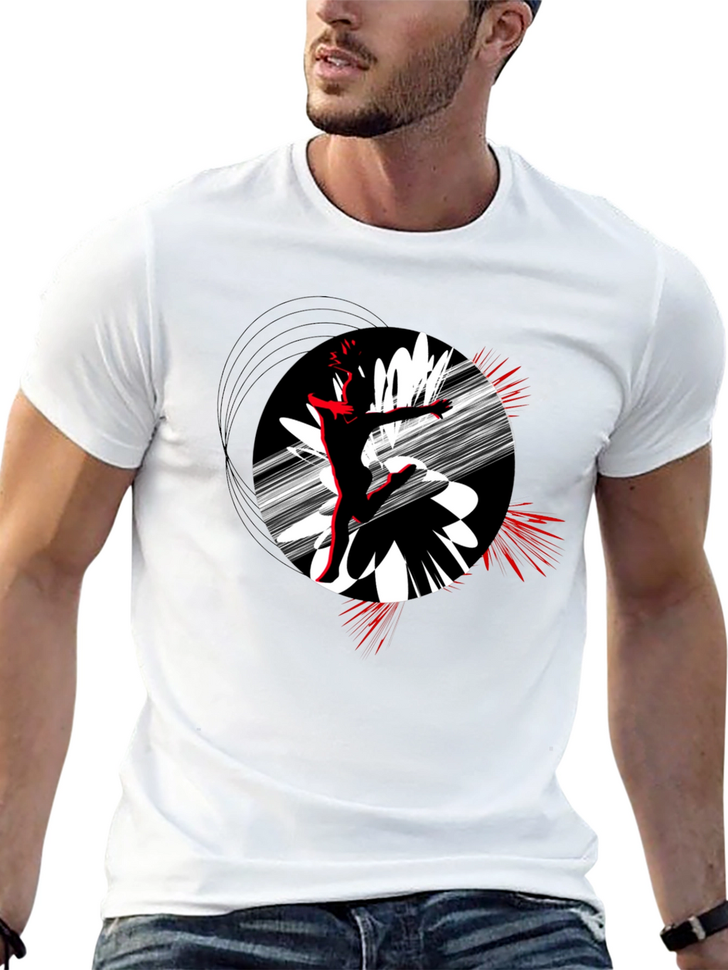 Abstract Dance T-Shirt - Black Cotton Tee