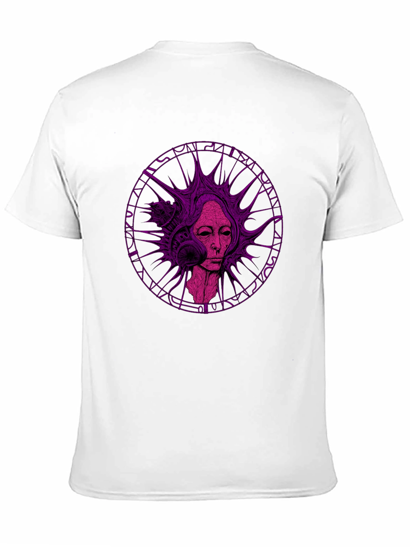 Abstract Purple Graphic Print Black T-Shirt