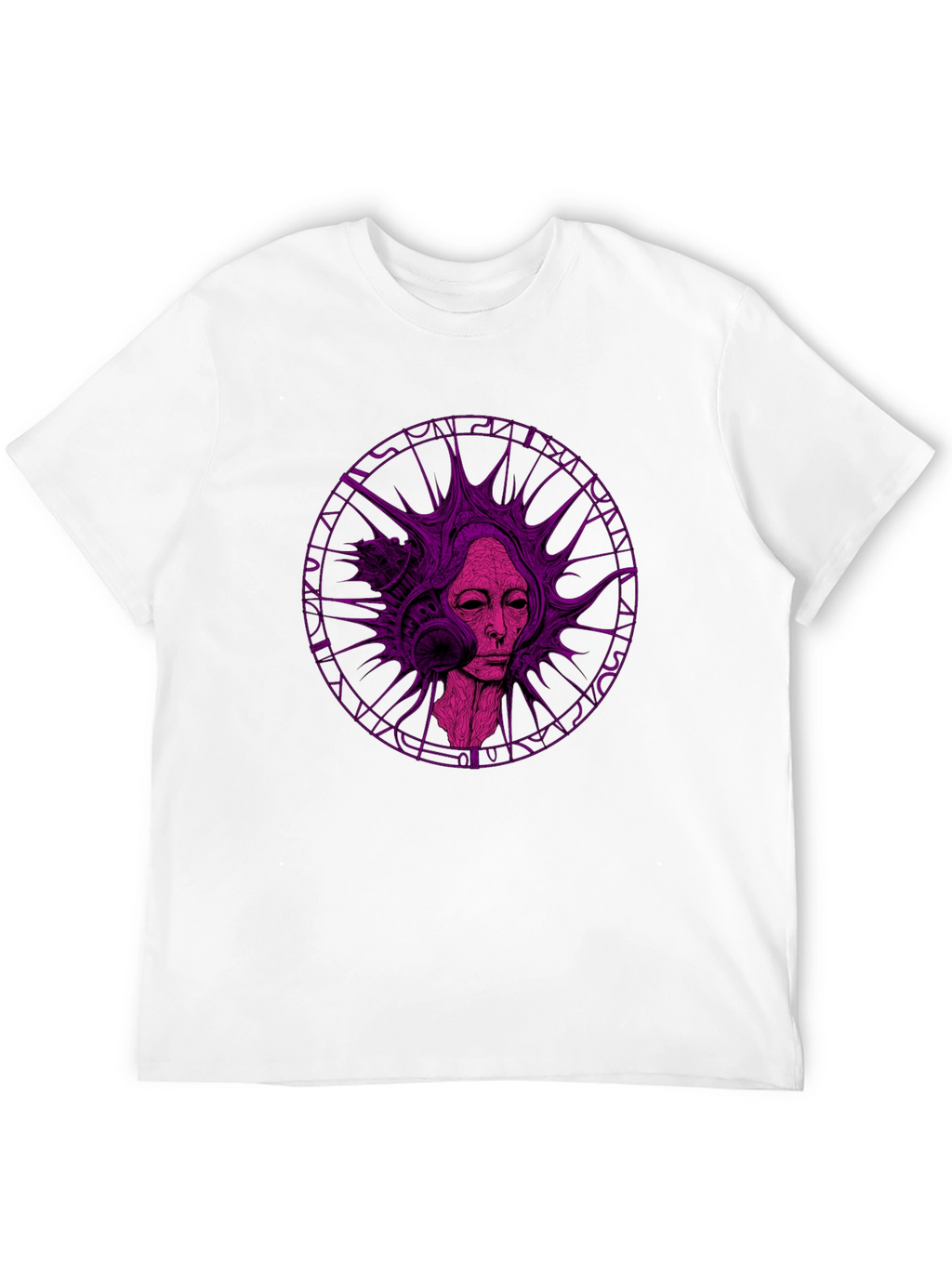 Abstract Purple Graphic Print Black T-Shirt
