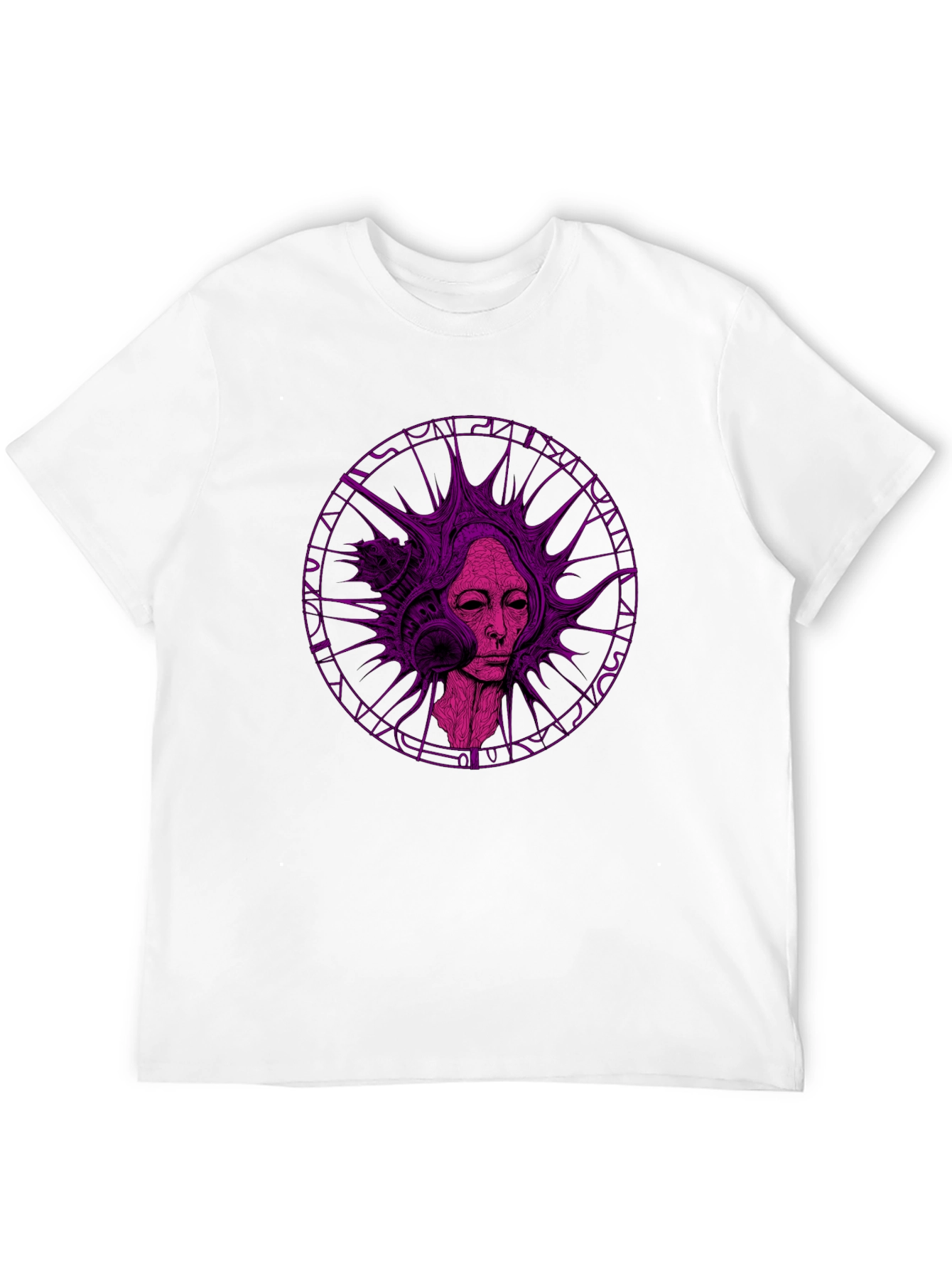 Abstract Purple Graphic Print Black T-Shirt