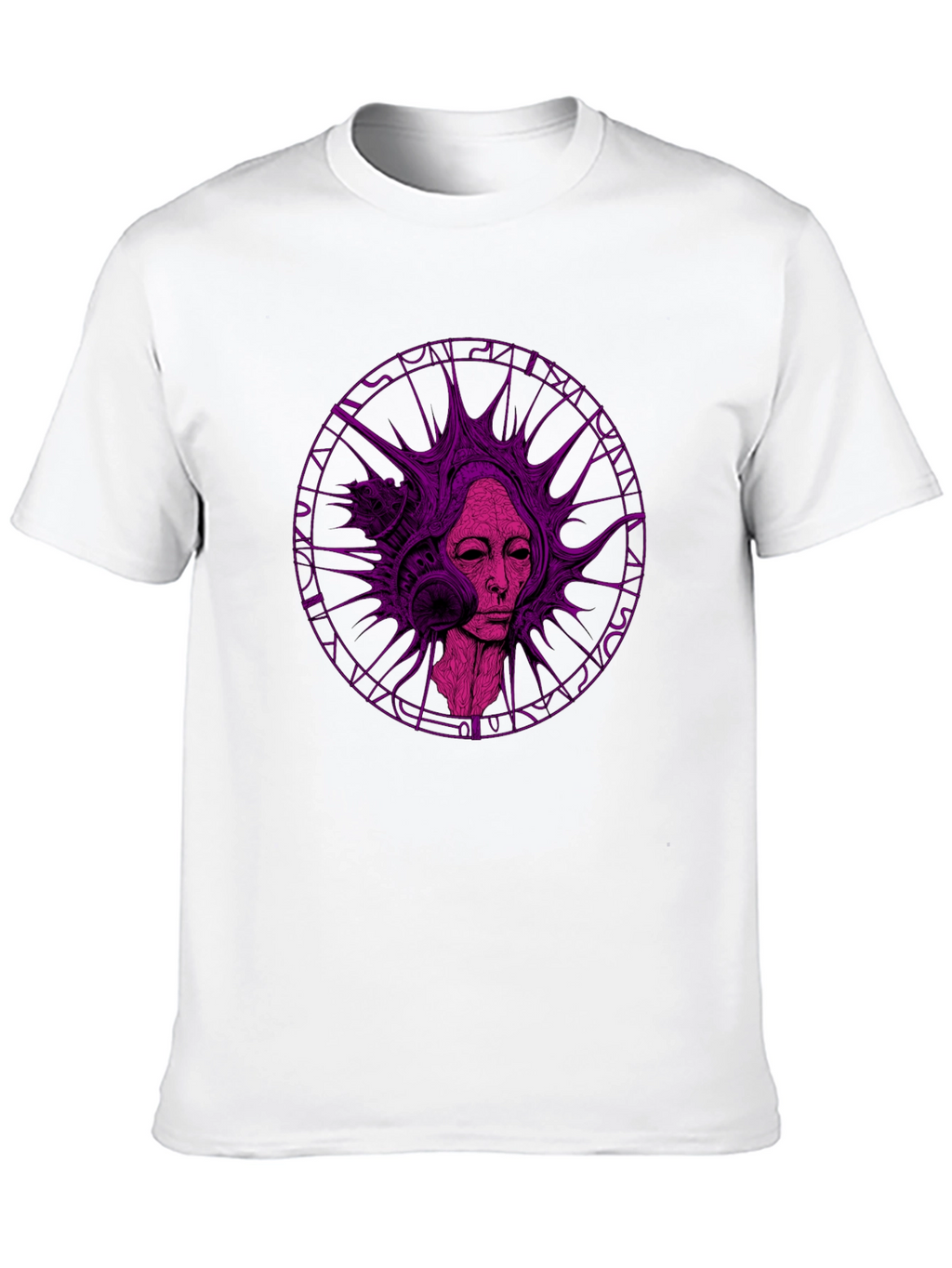 Abstract Purple Graphic Print Black T-Shirt