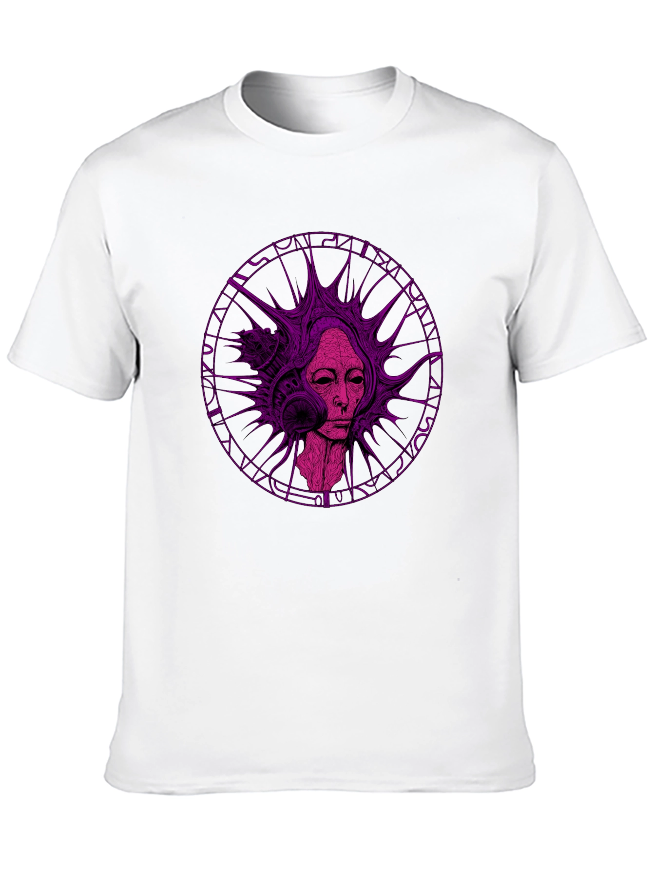 Abstract Purple Graphic Print Black T-Shirt