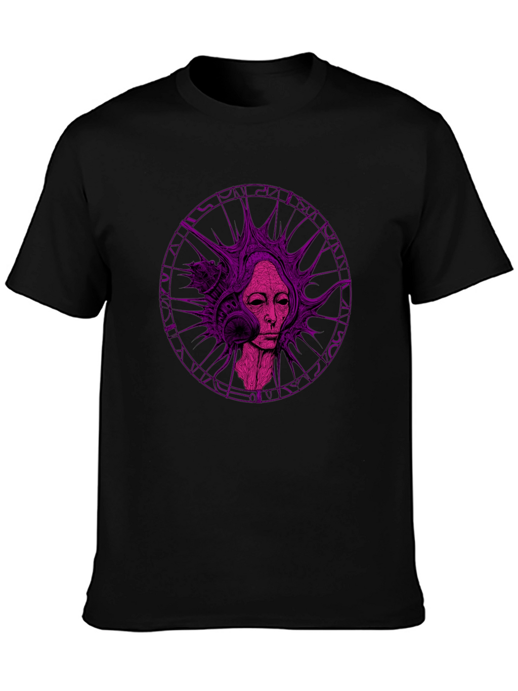 Abstract Purple Graphic Print Black T-Shirt