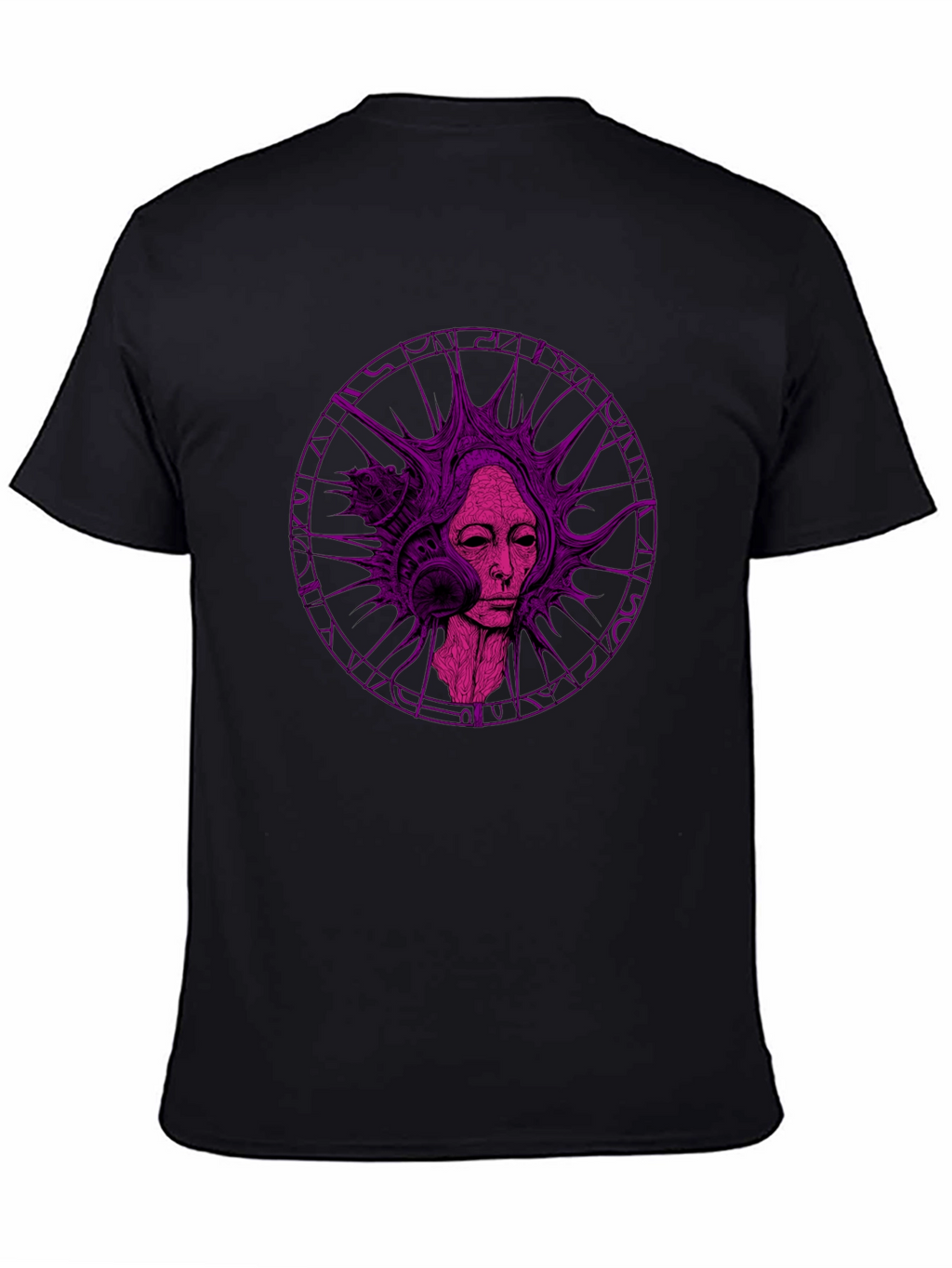 Abstract Purple Graphic Print Black T-Shirt
