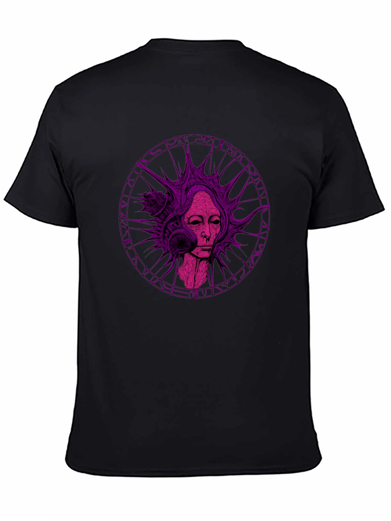 Abstract Purple Graphic Print Black T-Shirt