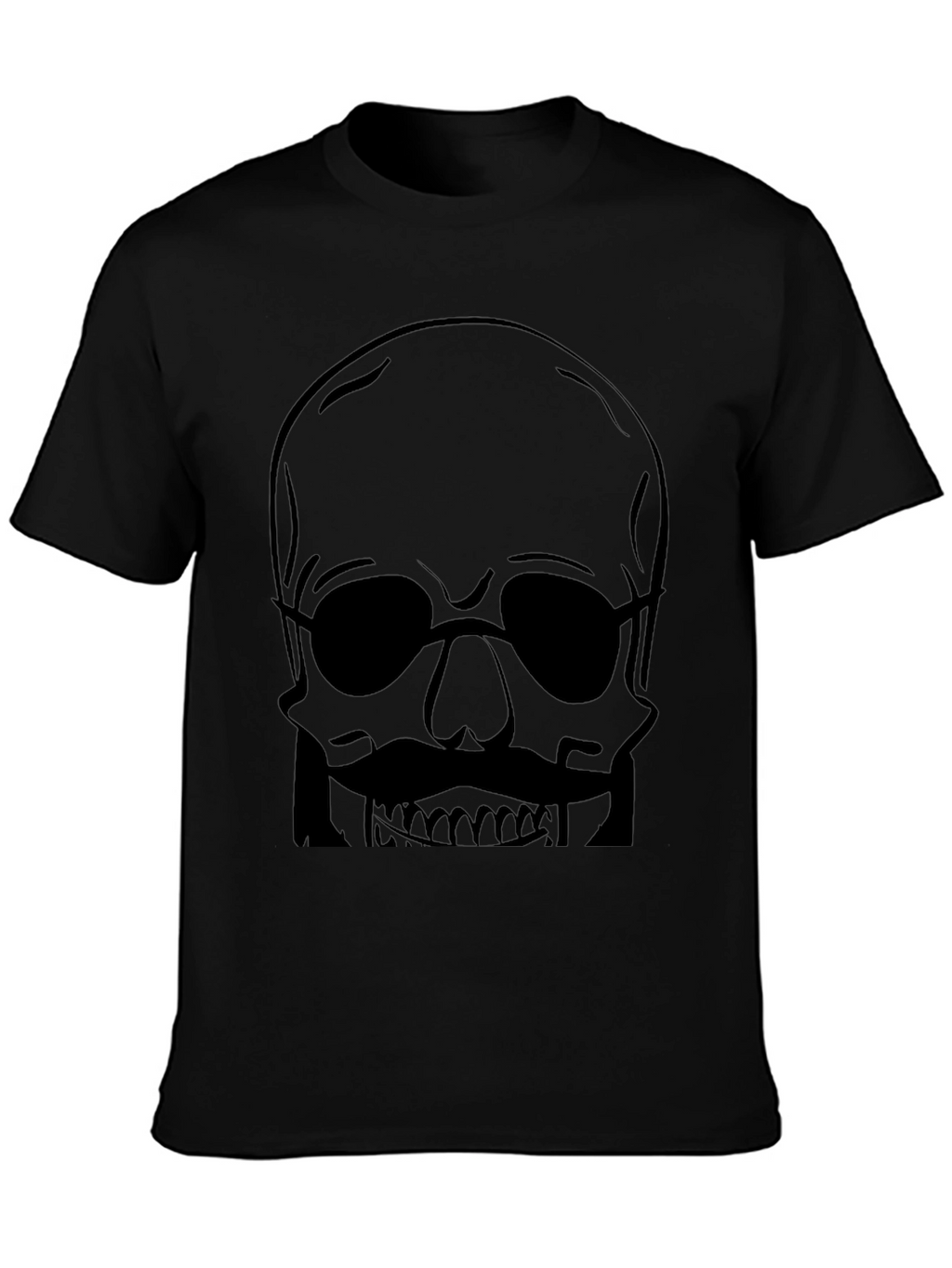Skull with Mustache Mens Graphic Tee