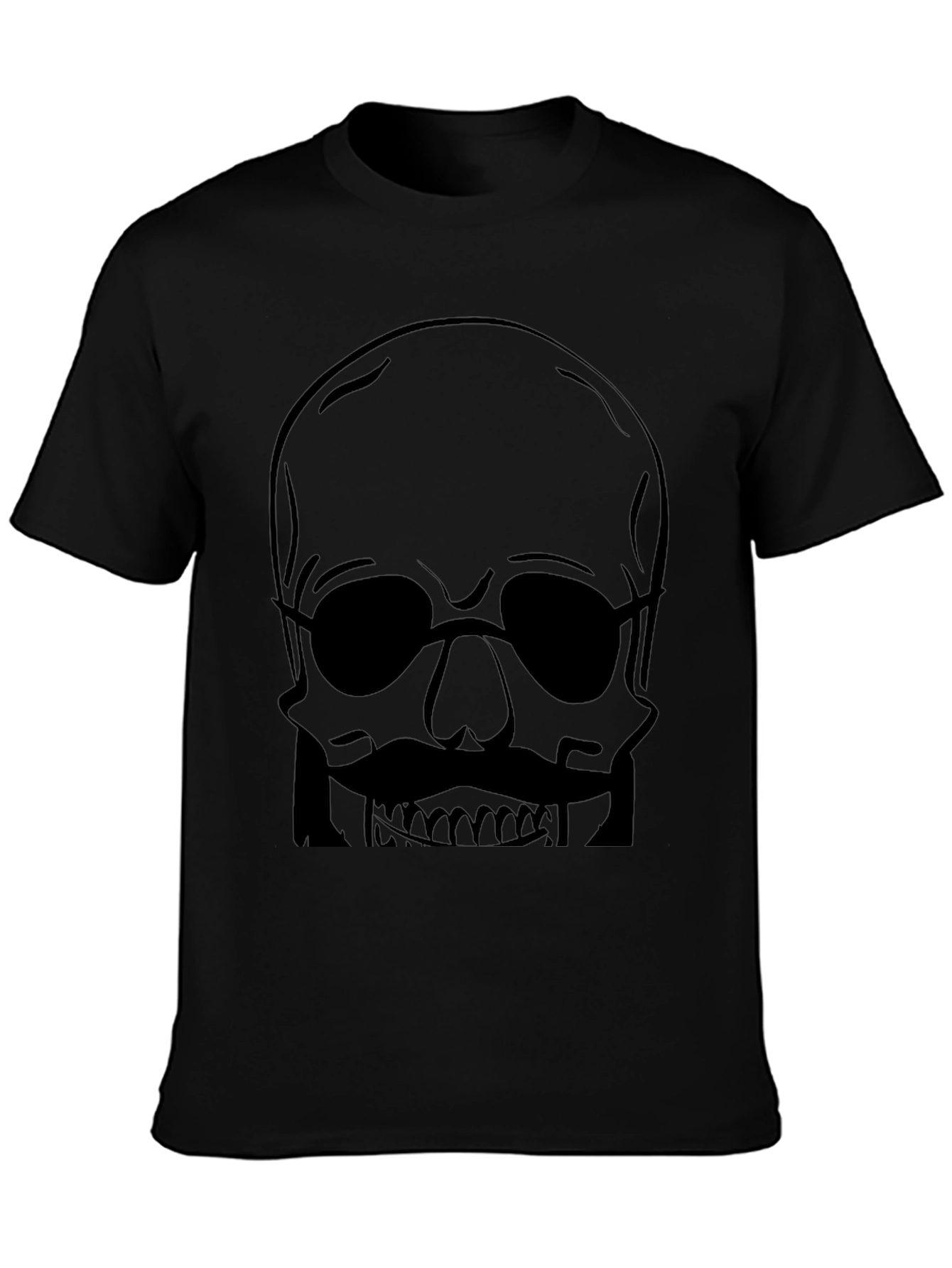 Skull with Mustache Mens Graphic Tee