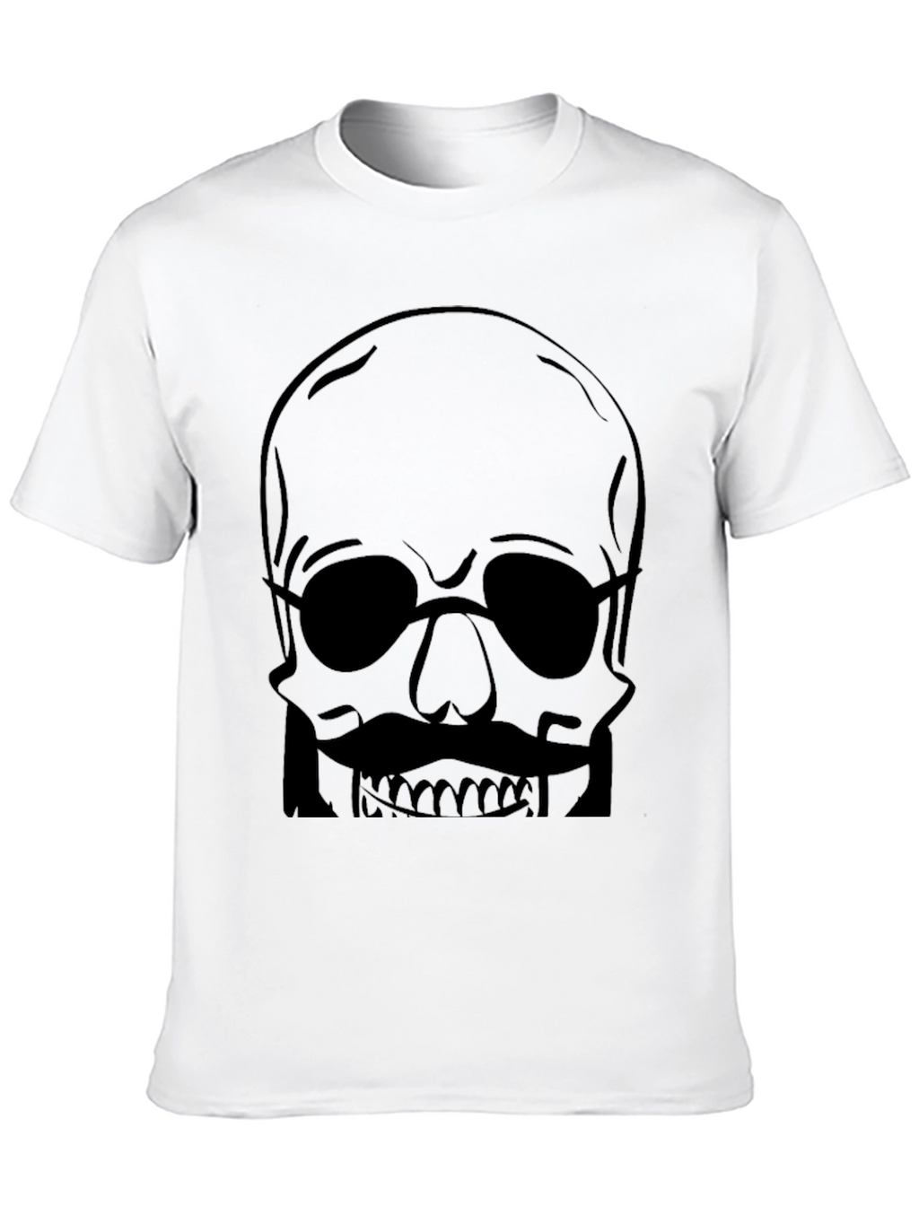 Skull with Mustache Mens Graphic Tee