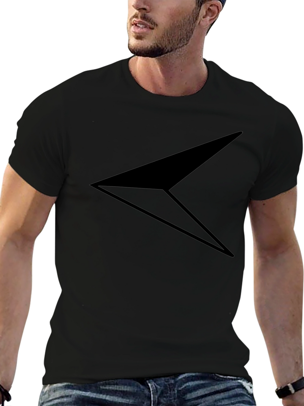 Stylish Black T-Shirt with Geometric Arrow Design