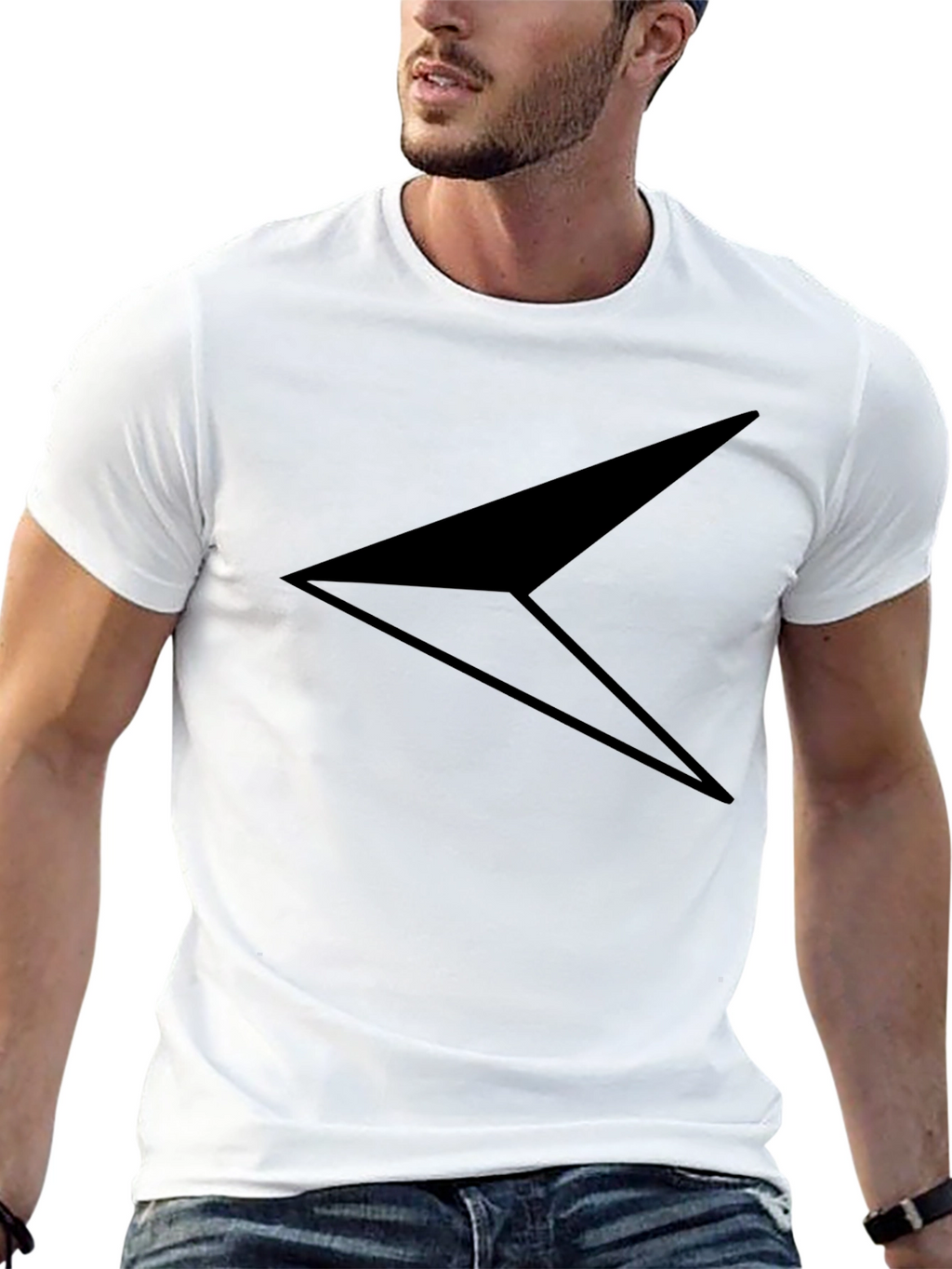 Stylish Black T-Shirt with Geometric Arrow Design