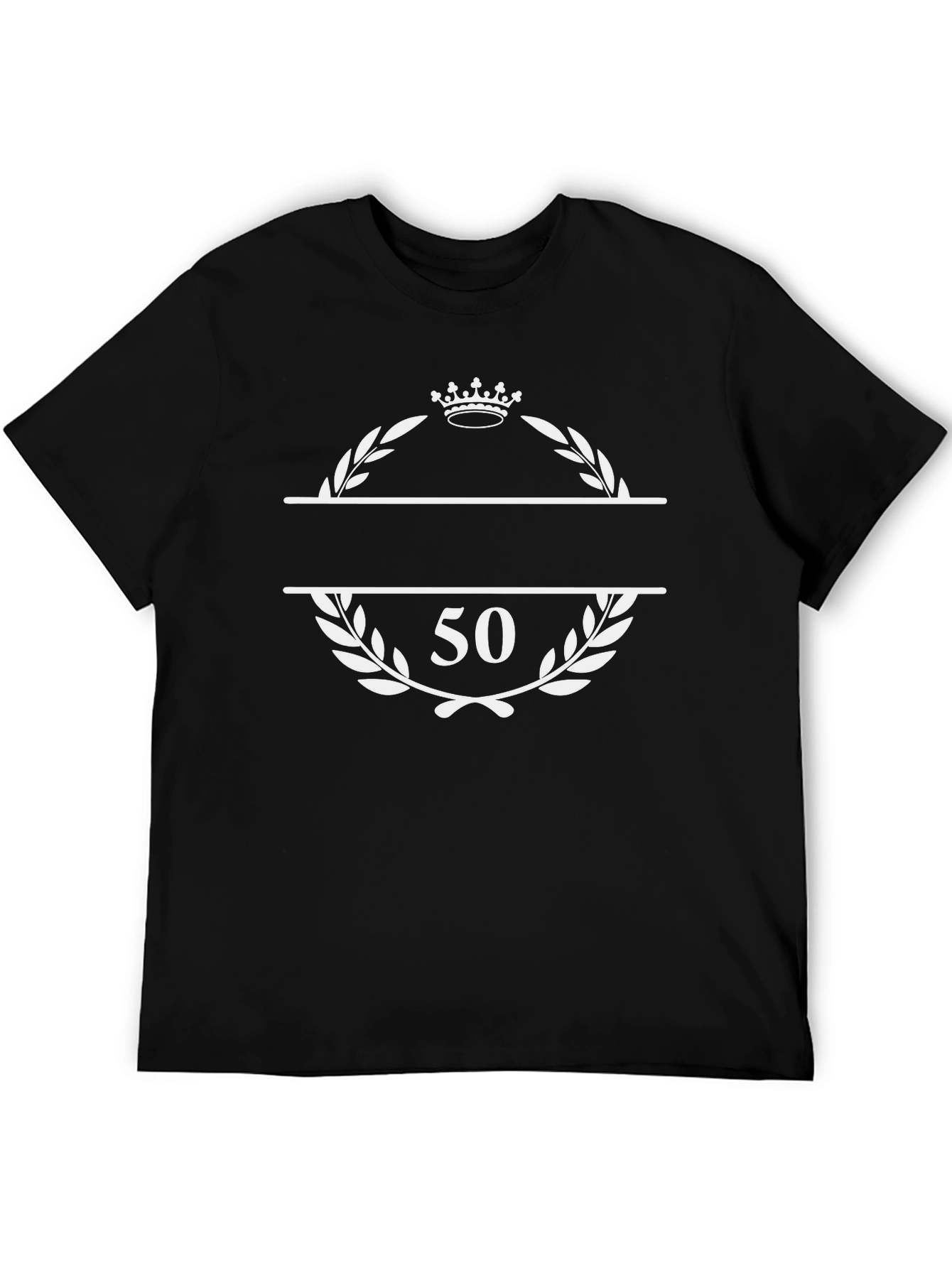 50th Birthday Crown Laurel Black T-Shirt
