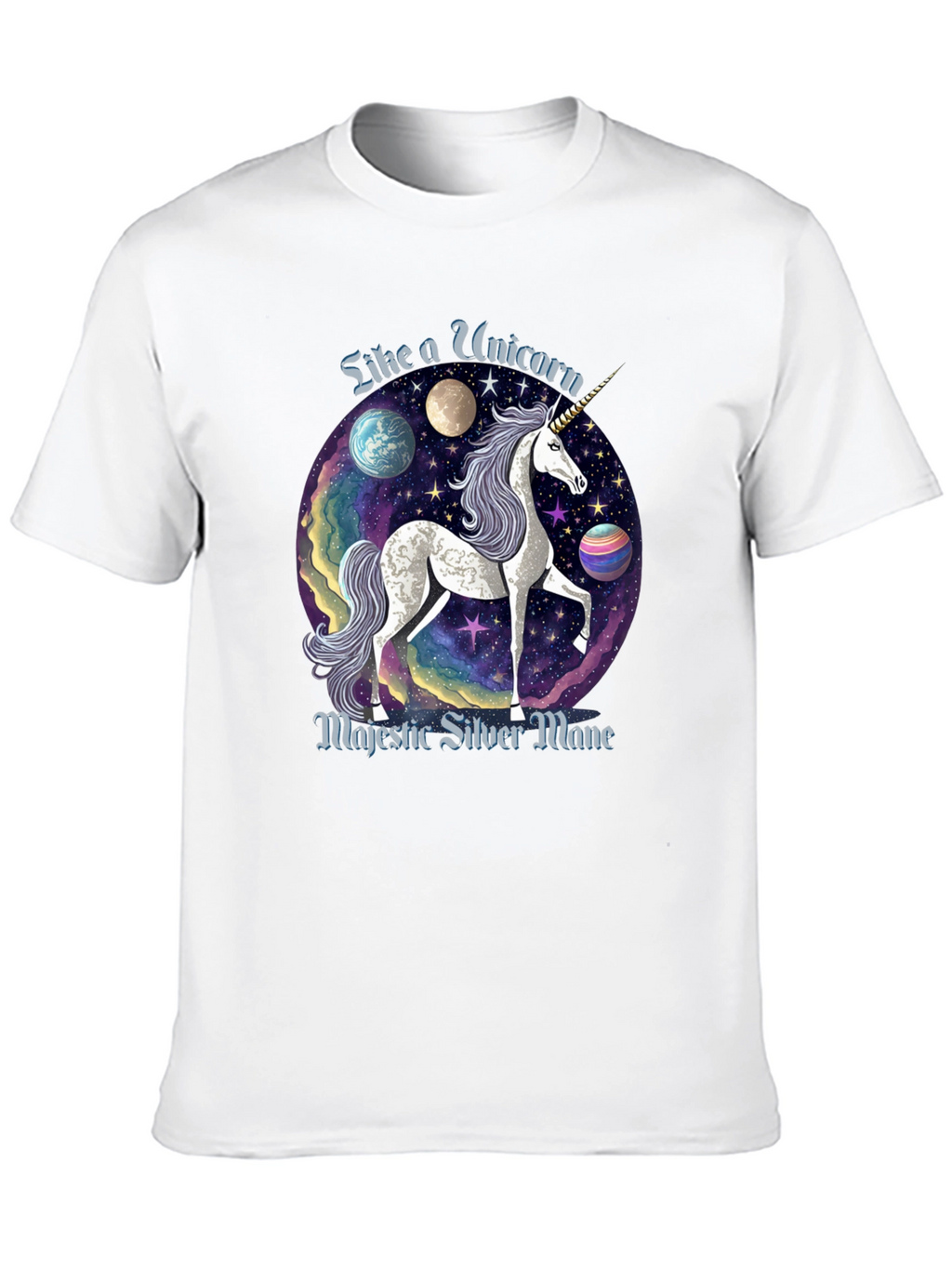 Majestic Silver Mane Unicorn T-Shirt