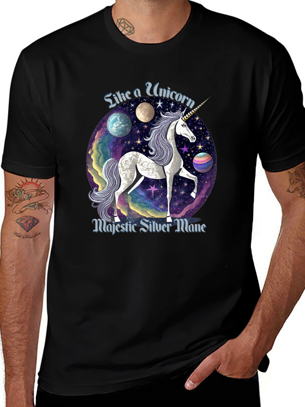 Majestic Silver Mane Unicorn T-Shirt