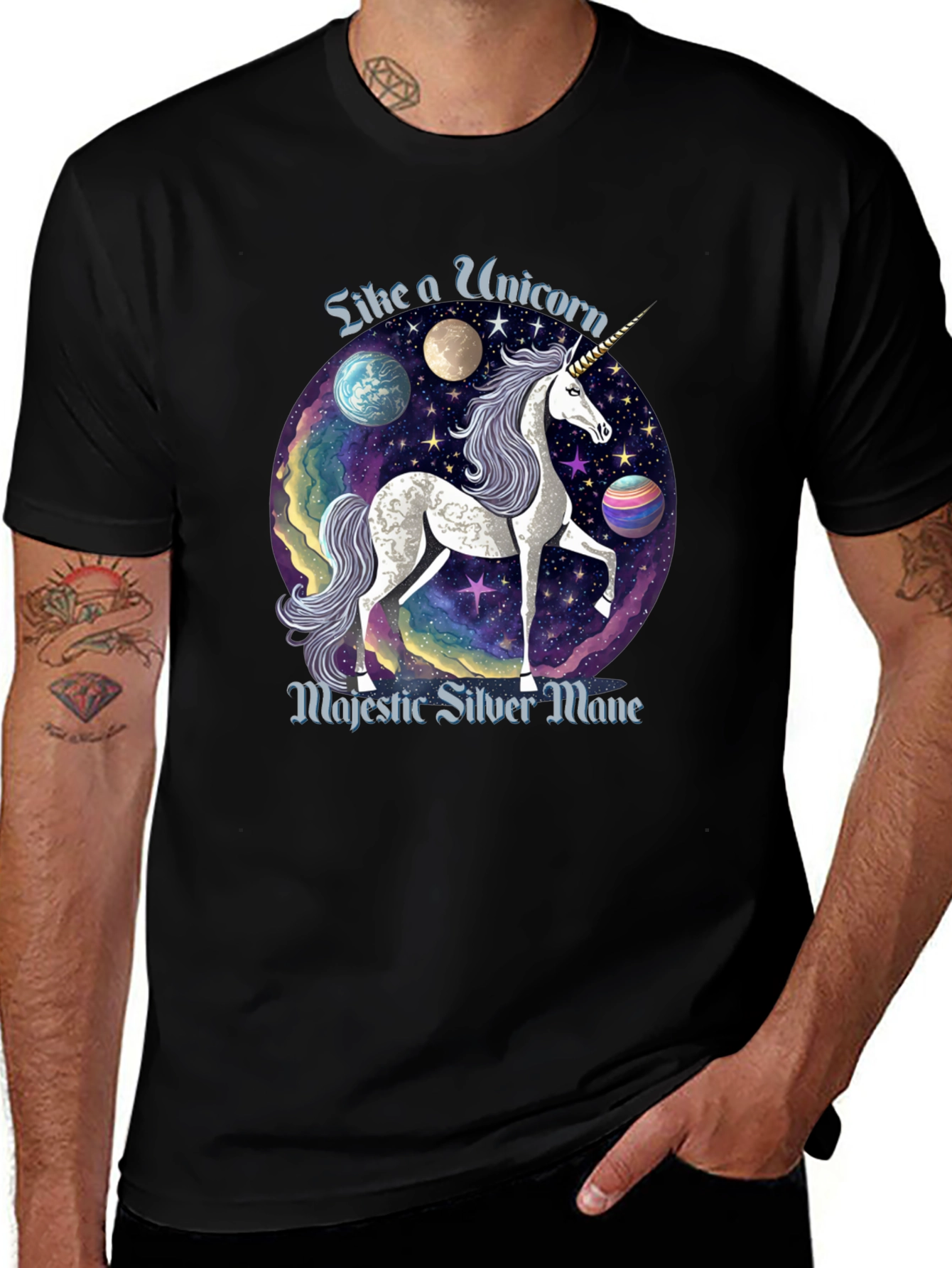 Majestic Silver Mane Unicorn T-Shirt