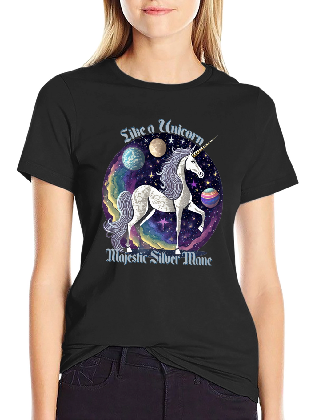 Majestic Silver Mane Unicorn T-Shirt