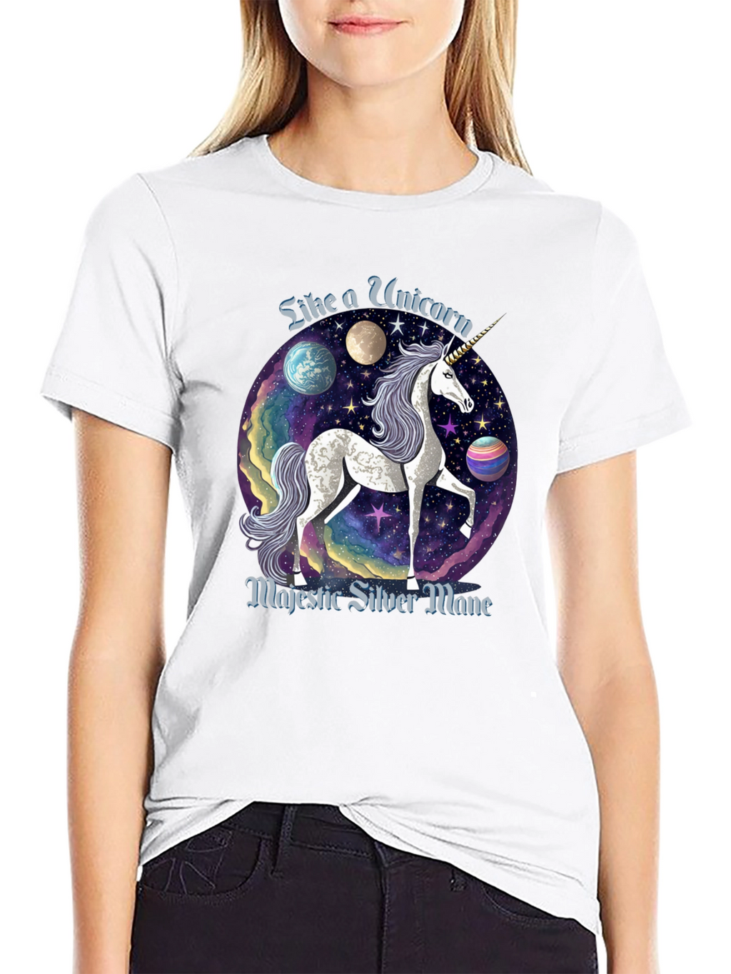 Majestic Silver Mane Unicorn T-Shirt