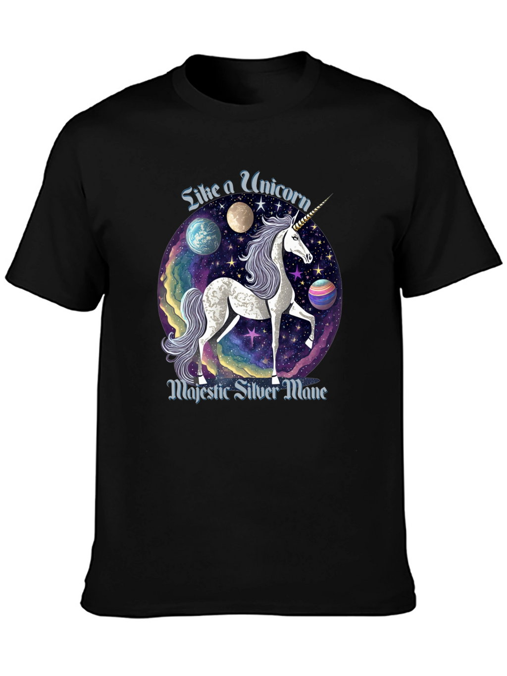 Majestic Silver Mane Unicorn T-Shirt
