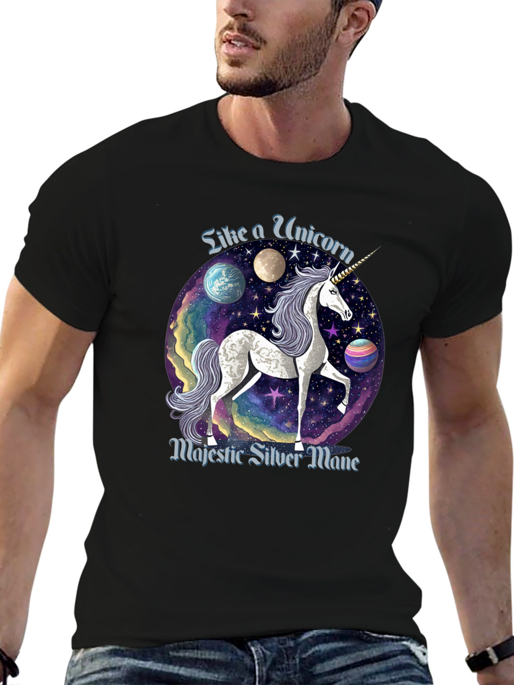 Majestic Silver Mane Unicorn T-Shirt