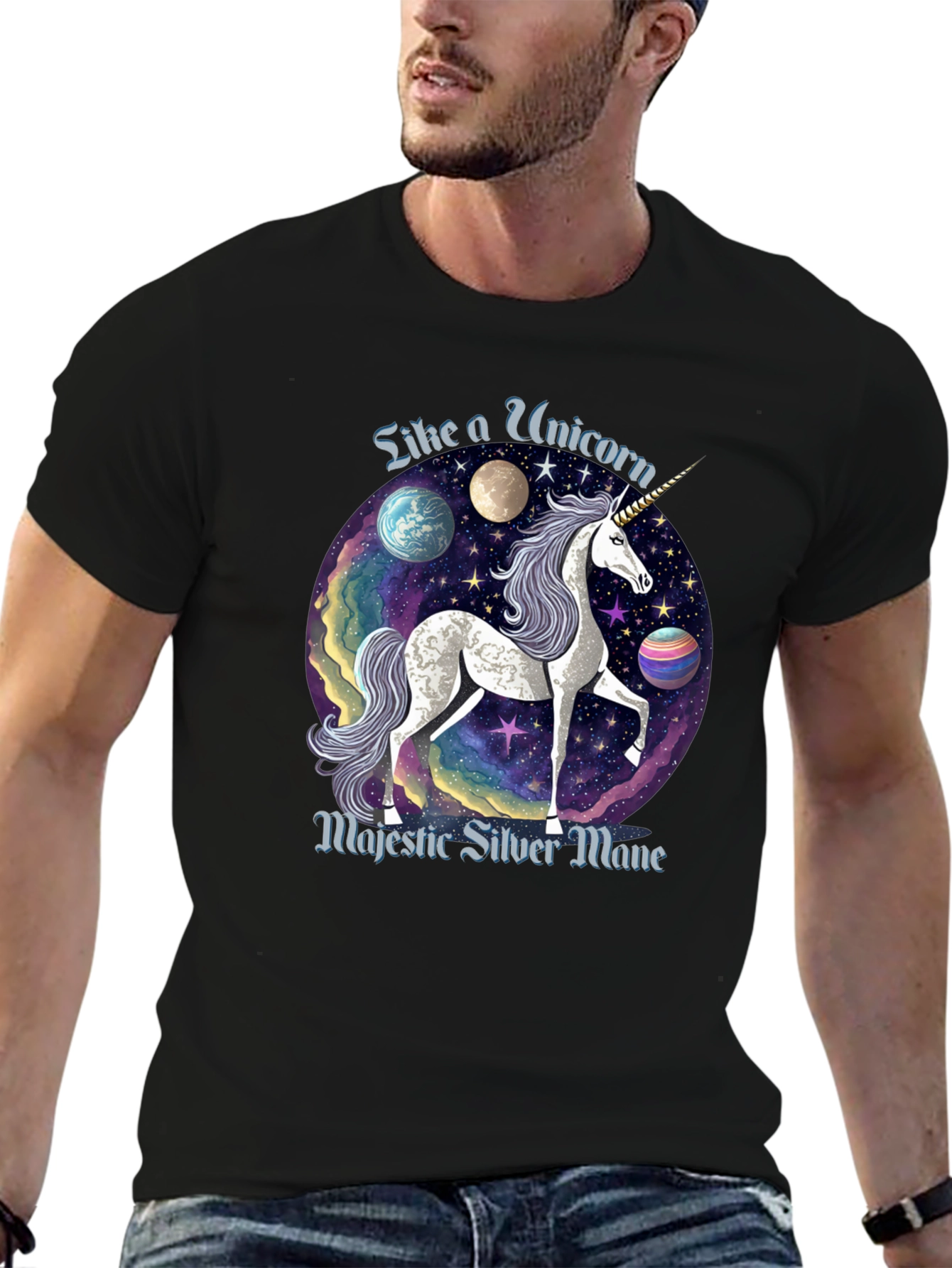 Majestic Silver Mane Unicorn T-Shirt