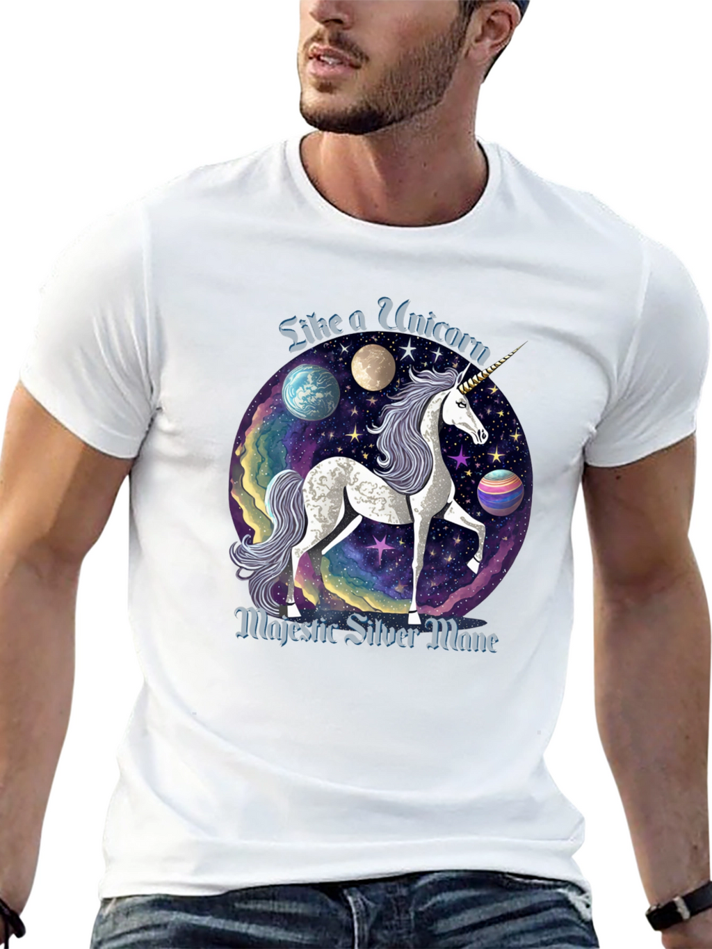 Majestic Silver Mane Unicorn T-Shirt