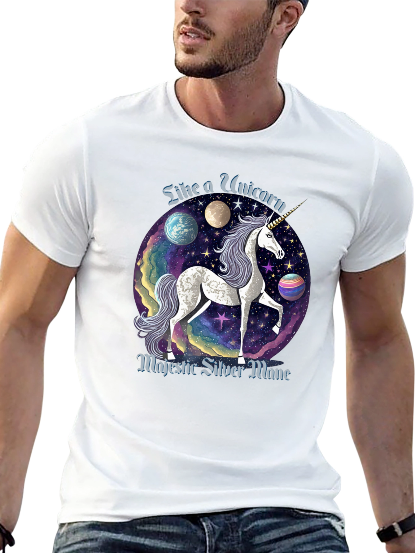 Majestic Silver Mane Unicorn T-Shirt