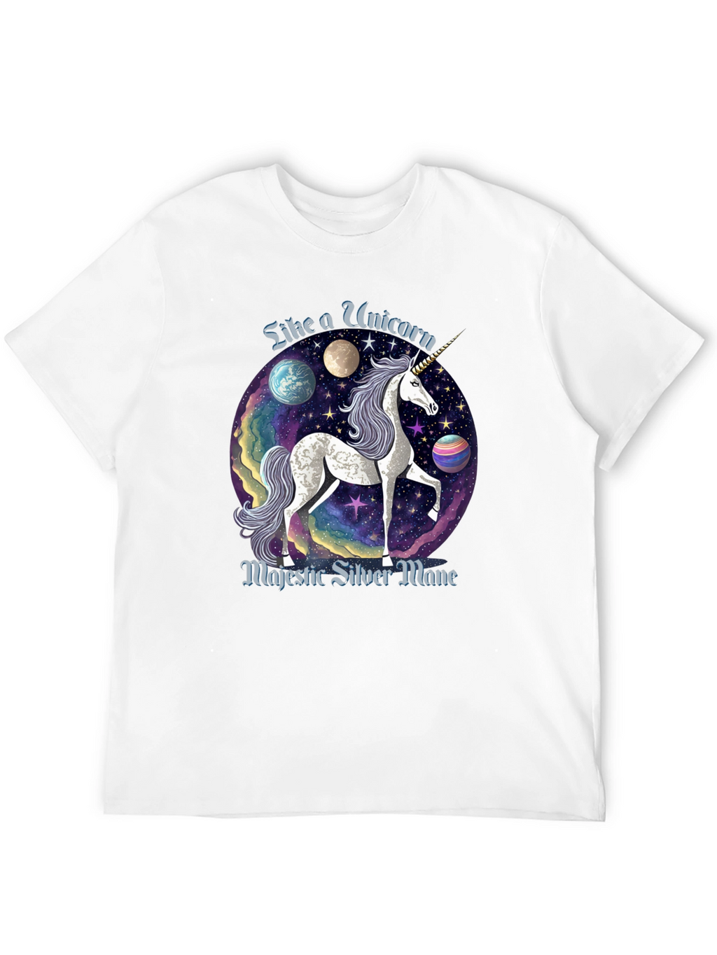 Majestic Silver Mane Unicorn T-Shirt