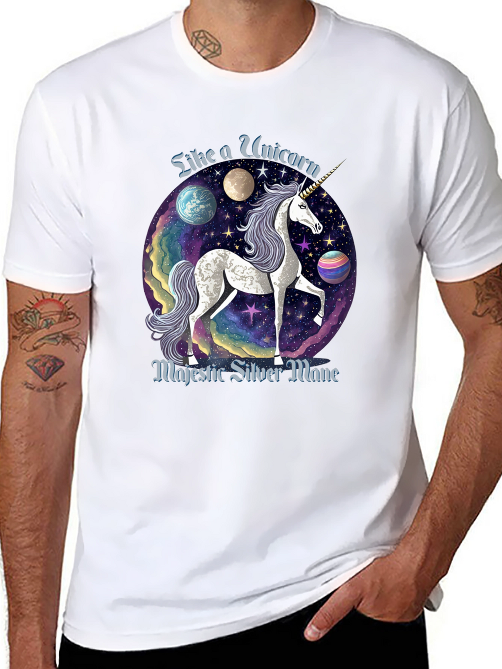 Majestic Silver Mane Unicorn T-Shirt