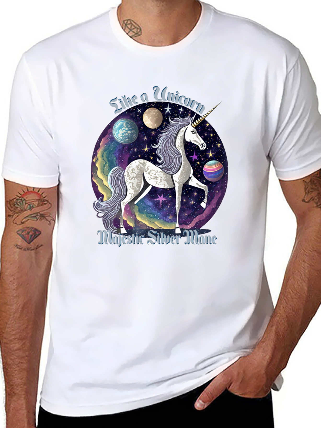 Majestic Silver Mane Unicorn T-Shirt