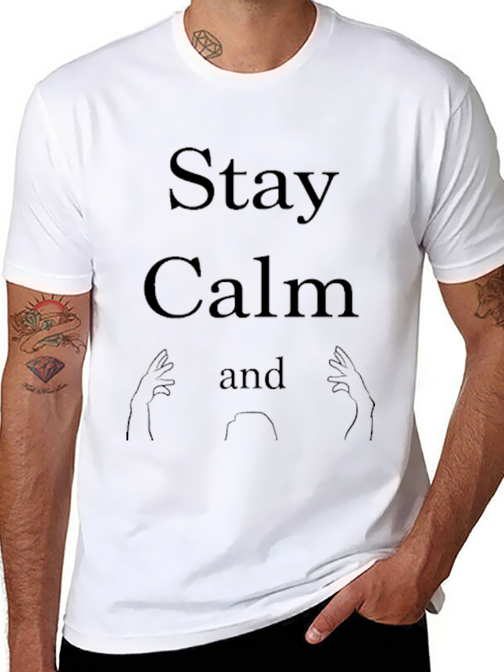 Stay Calm and ASL Mens Black T-Shirt