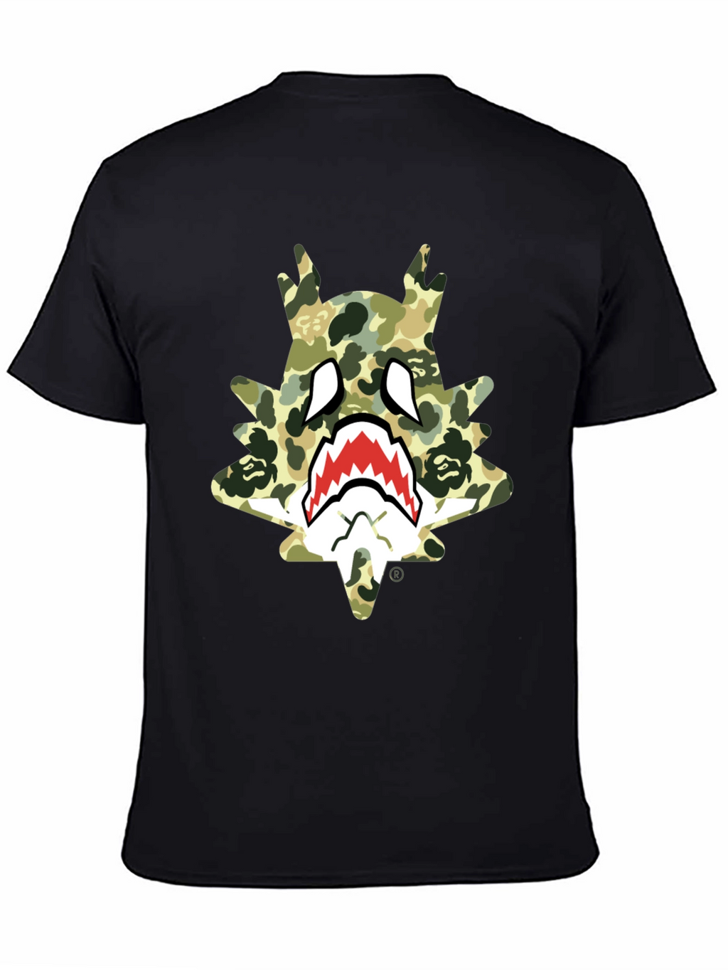 BAPE Inspired Camo Shark Tee - Black