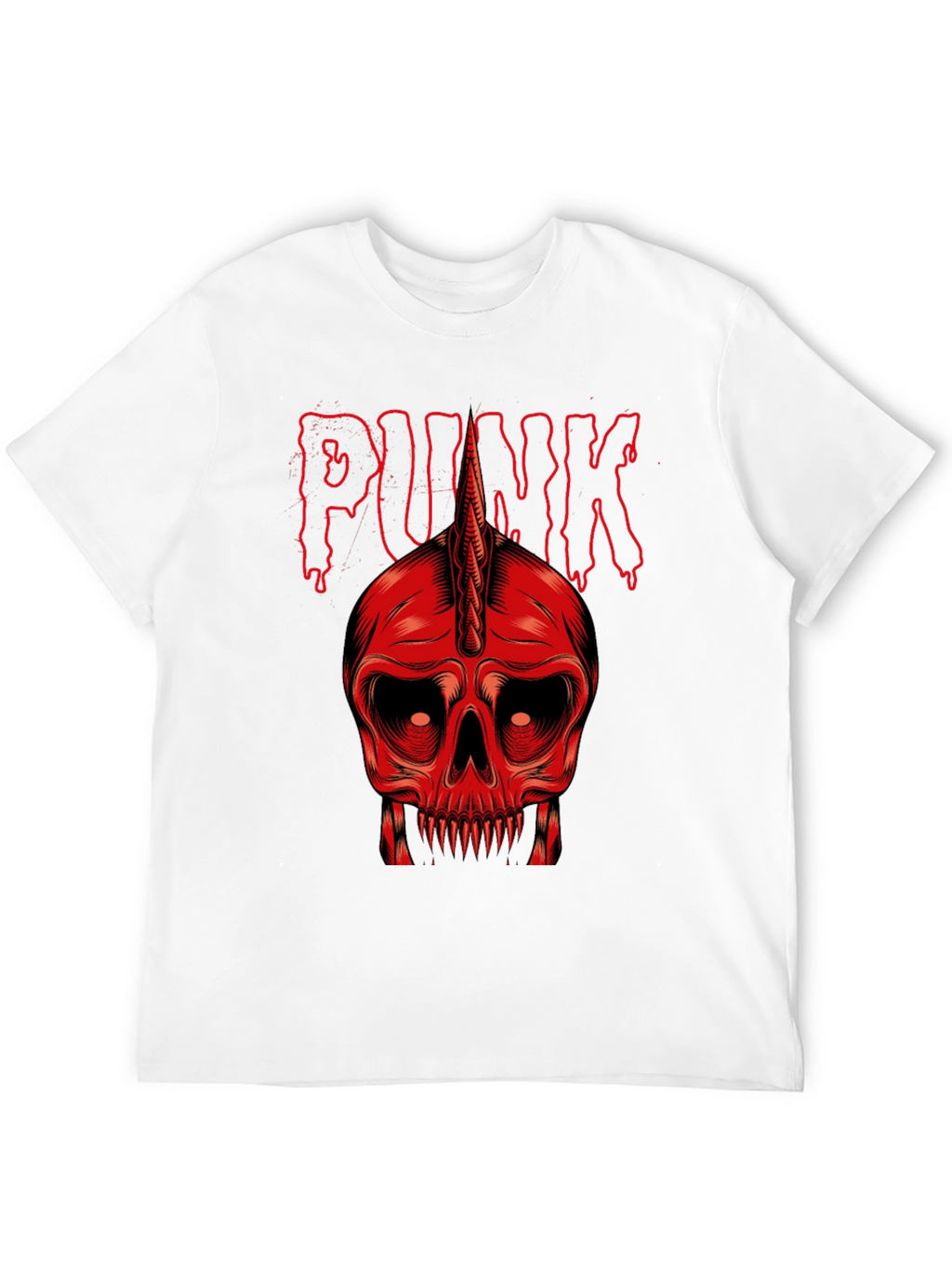 Punk Skull Graphic Tee - Red on Black