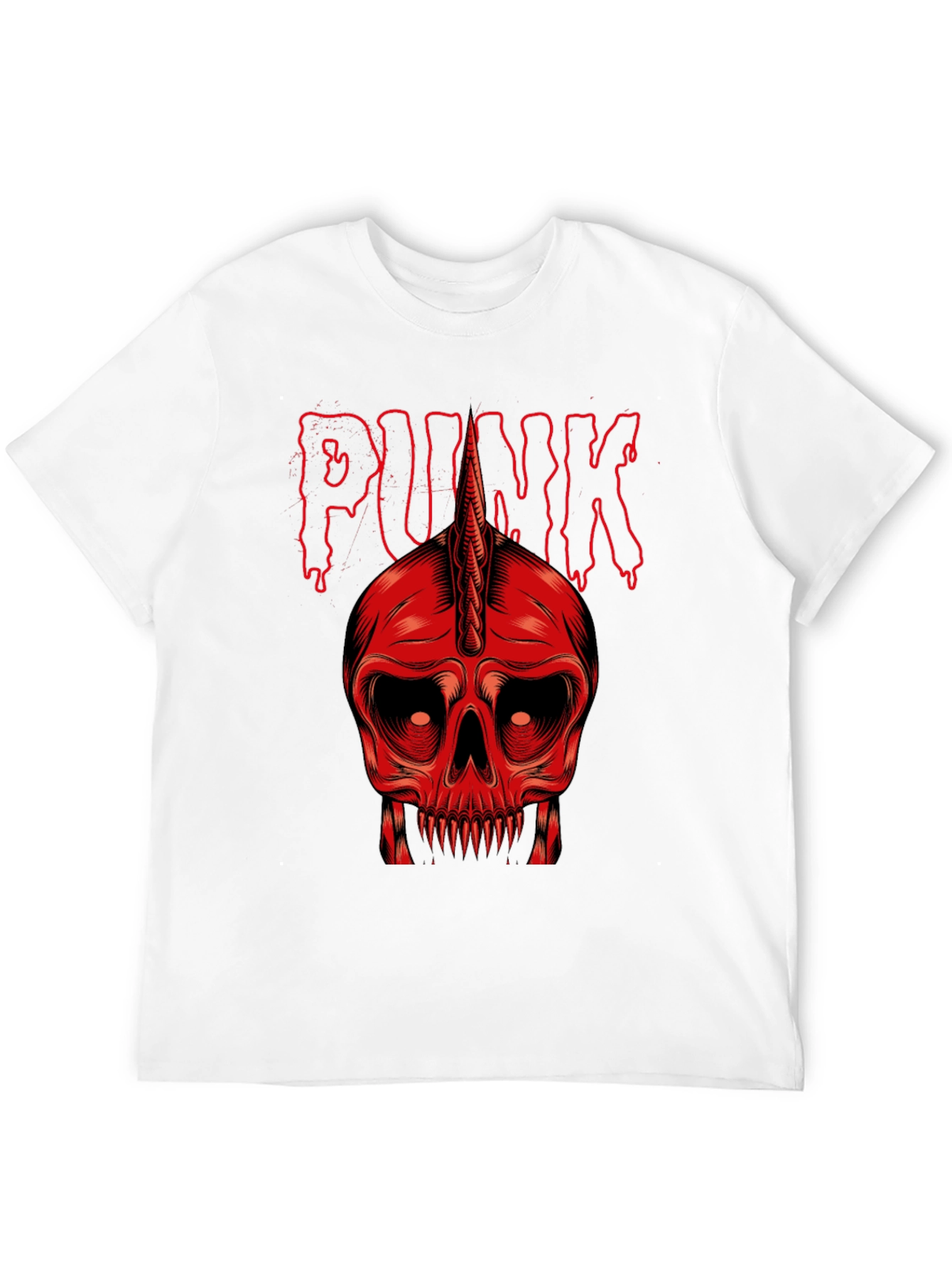 Punk Skull Graphic Tee - Red on Black