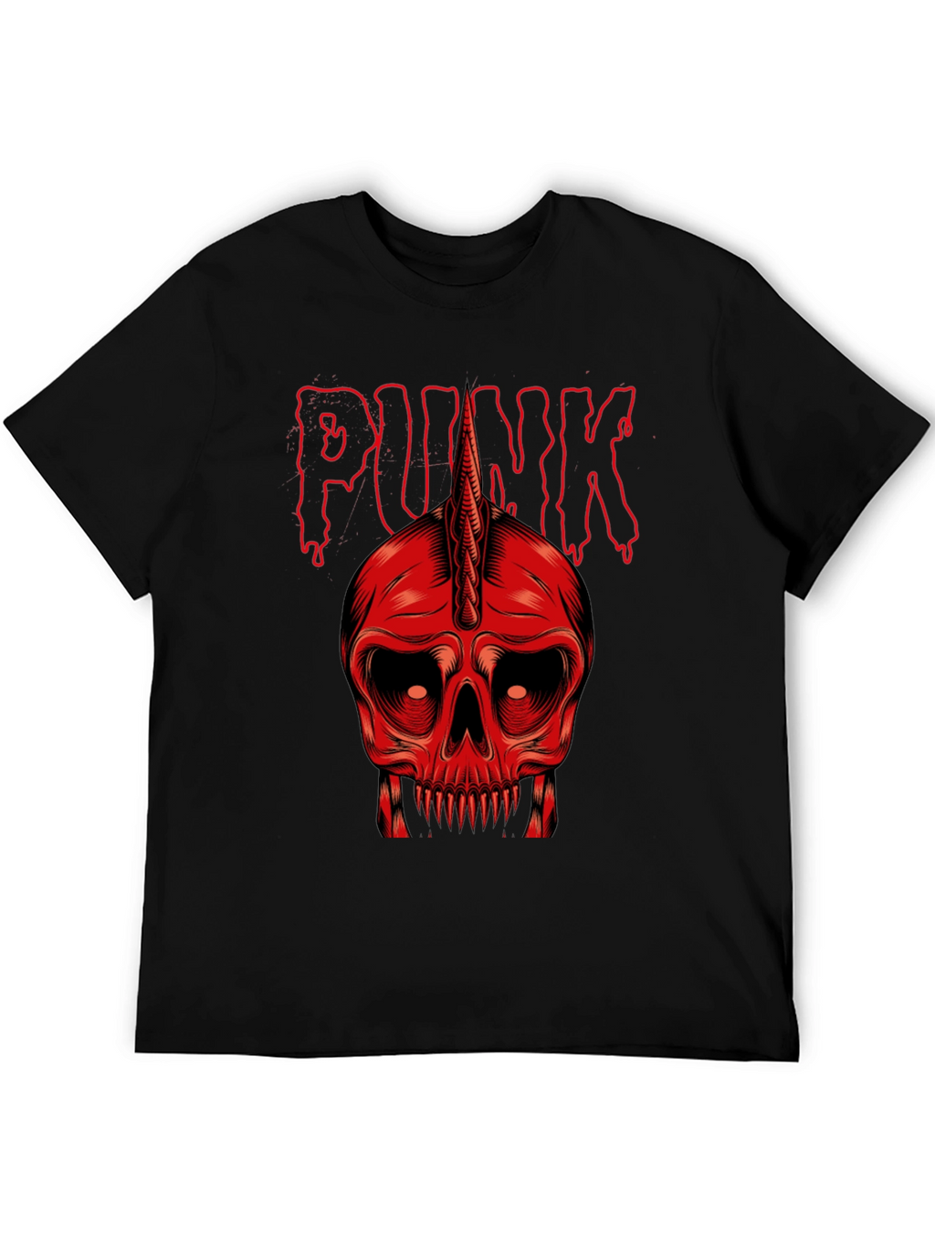Punk Skull Graphic Tee - Red on Black