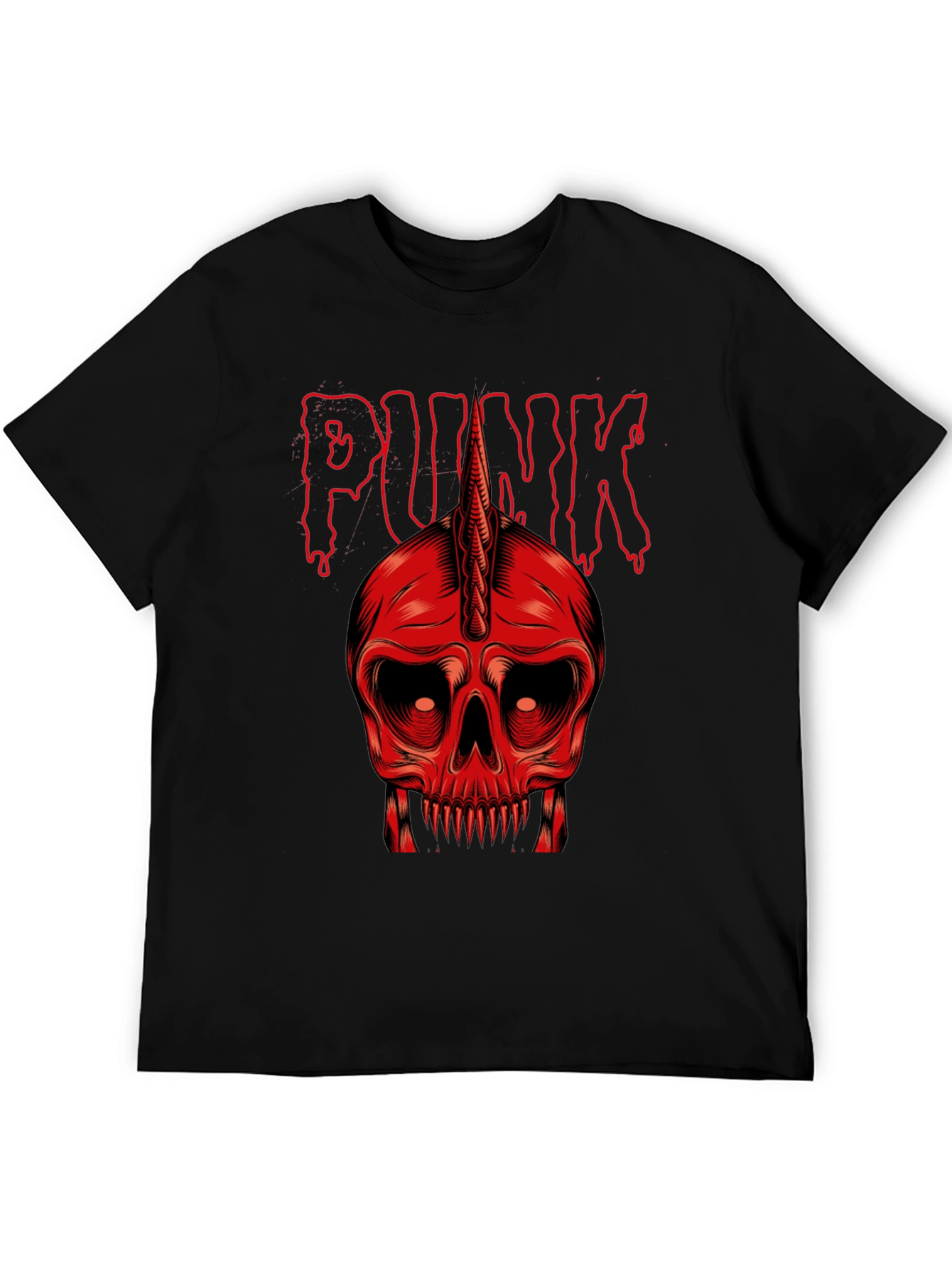 Punk Skull Graphic Tee - Red on Black