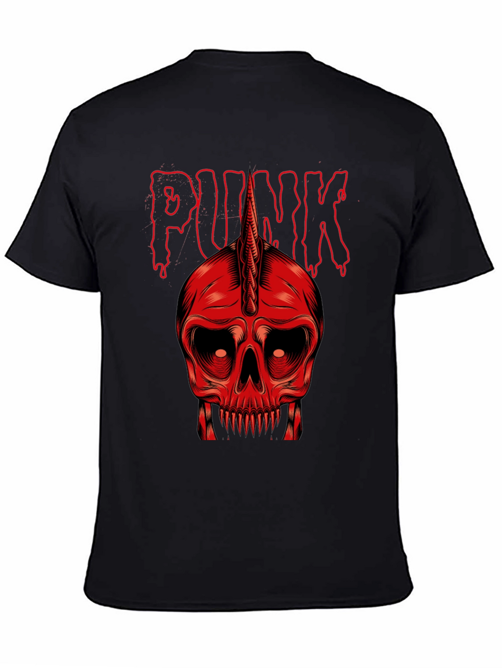 Punk Skull Graphic Tee - Red on Black