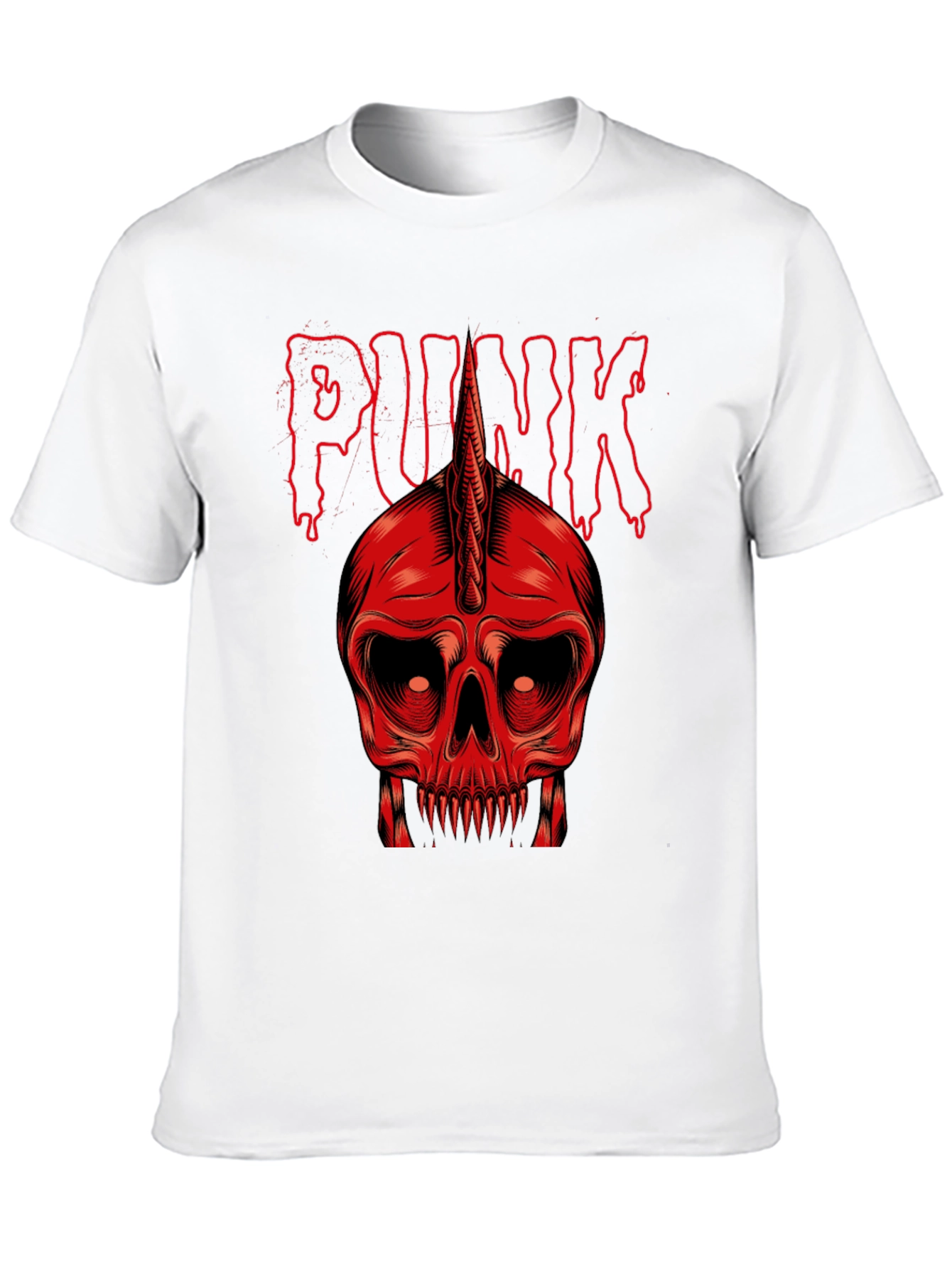 Punk Skull Graphic Tee - Red on Black