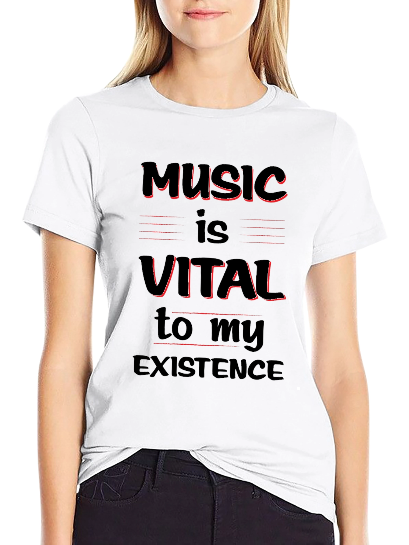 Music Is Vital T-Shirt - Black Crew Neck