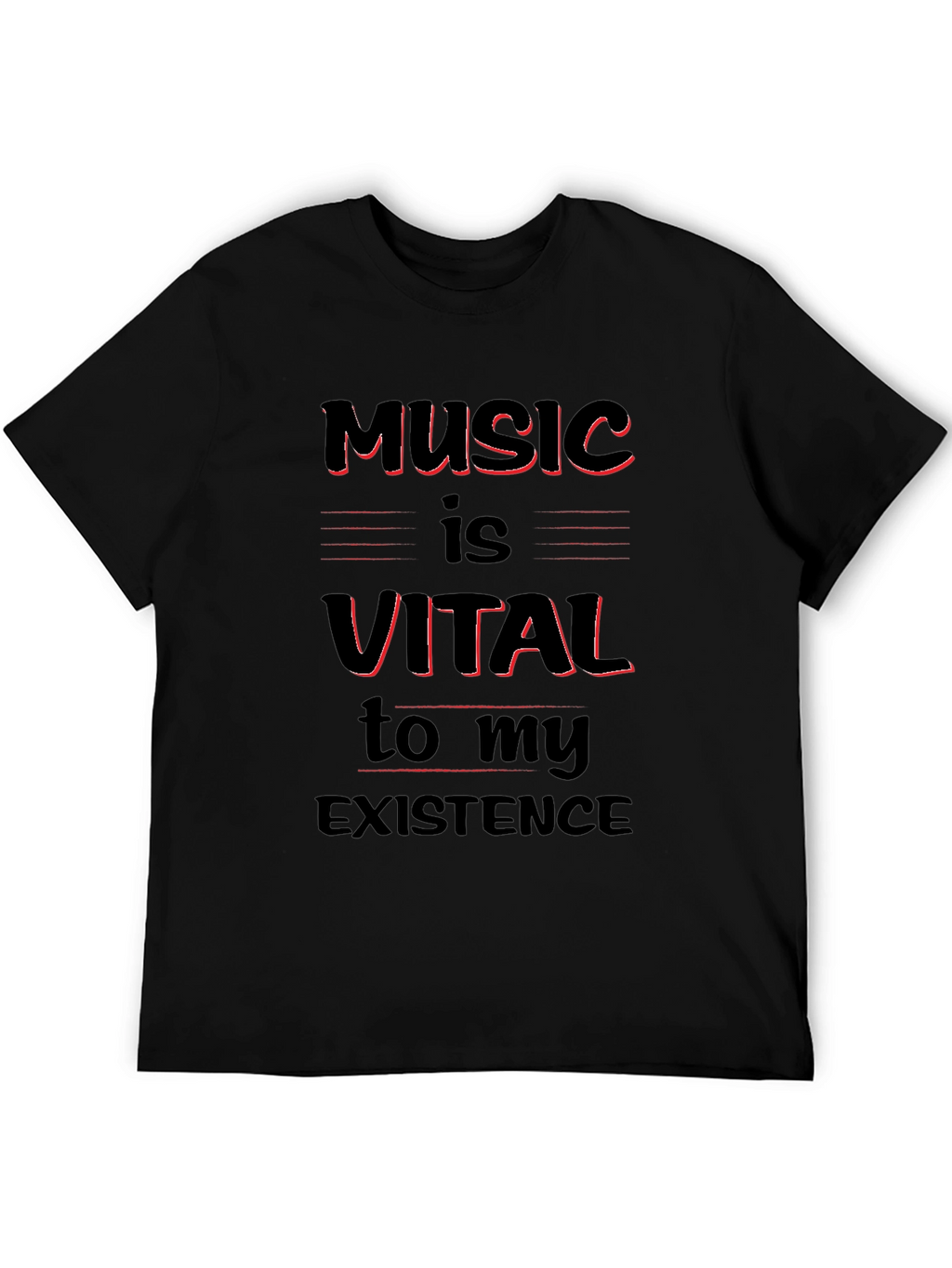 Music Is Vital T-Shirt - Black Crew Neck