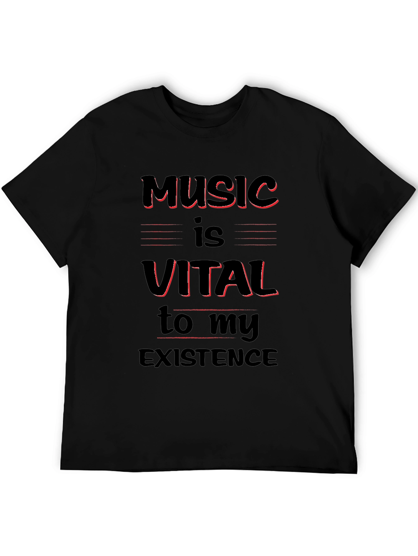 Music Is Vital T-Shirt - Black Crew Neck