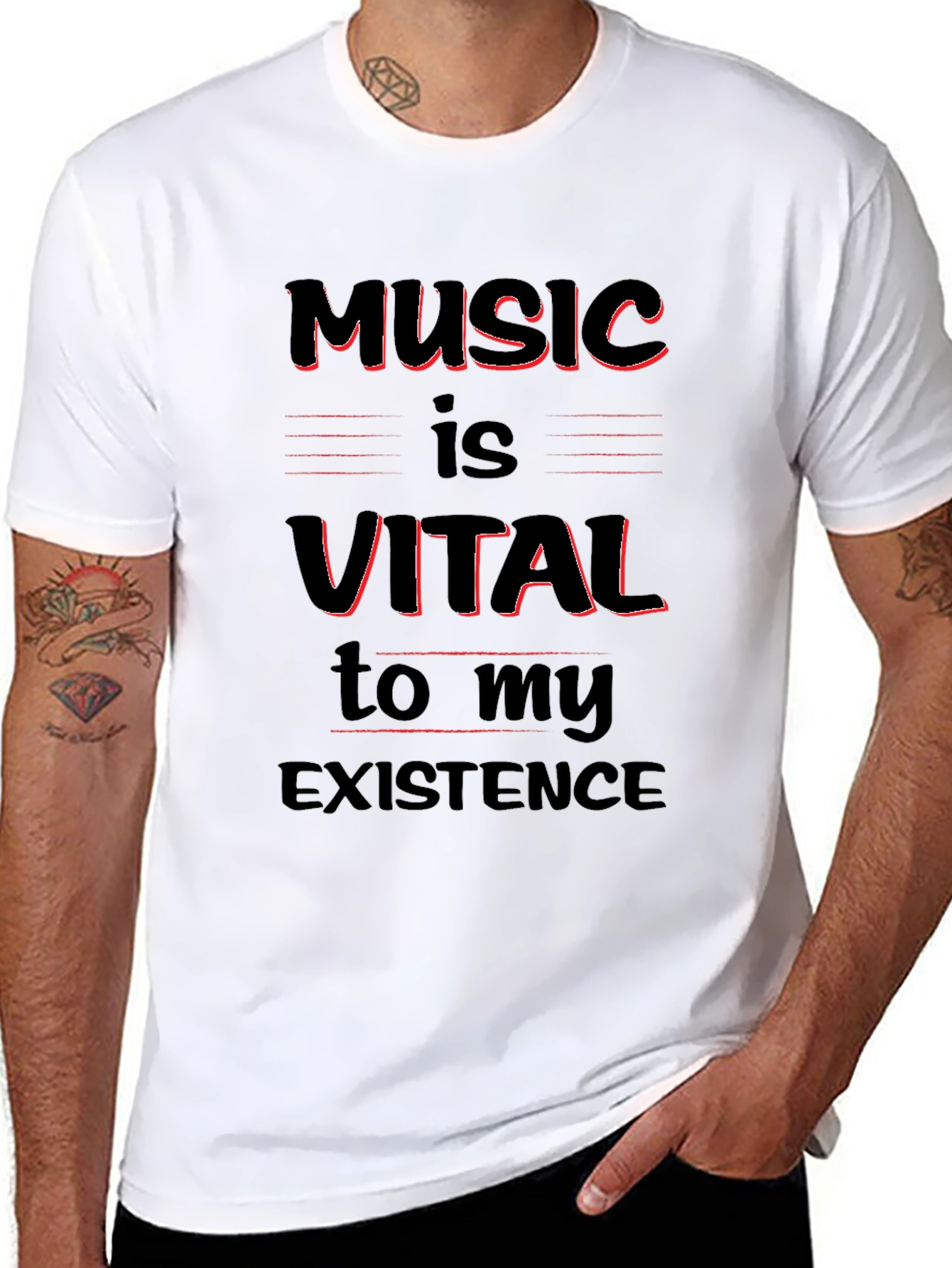 Music Is Vital T-Shirt - Black Crew Neck
