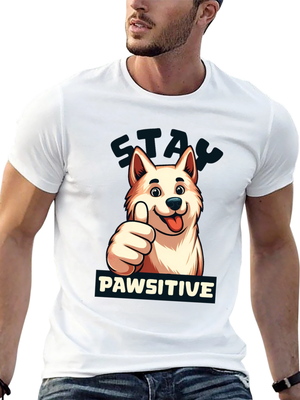 Stay Pawsitive T-Shirt - Dog Lover Apparel